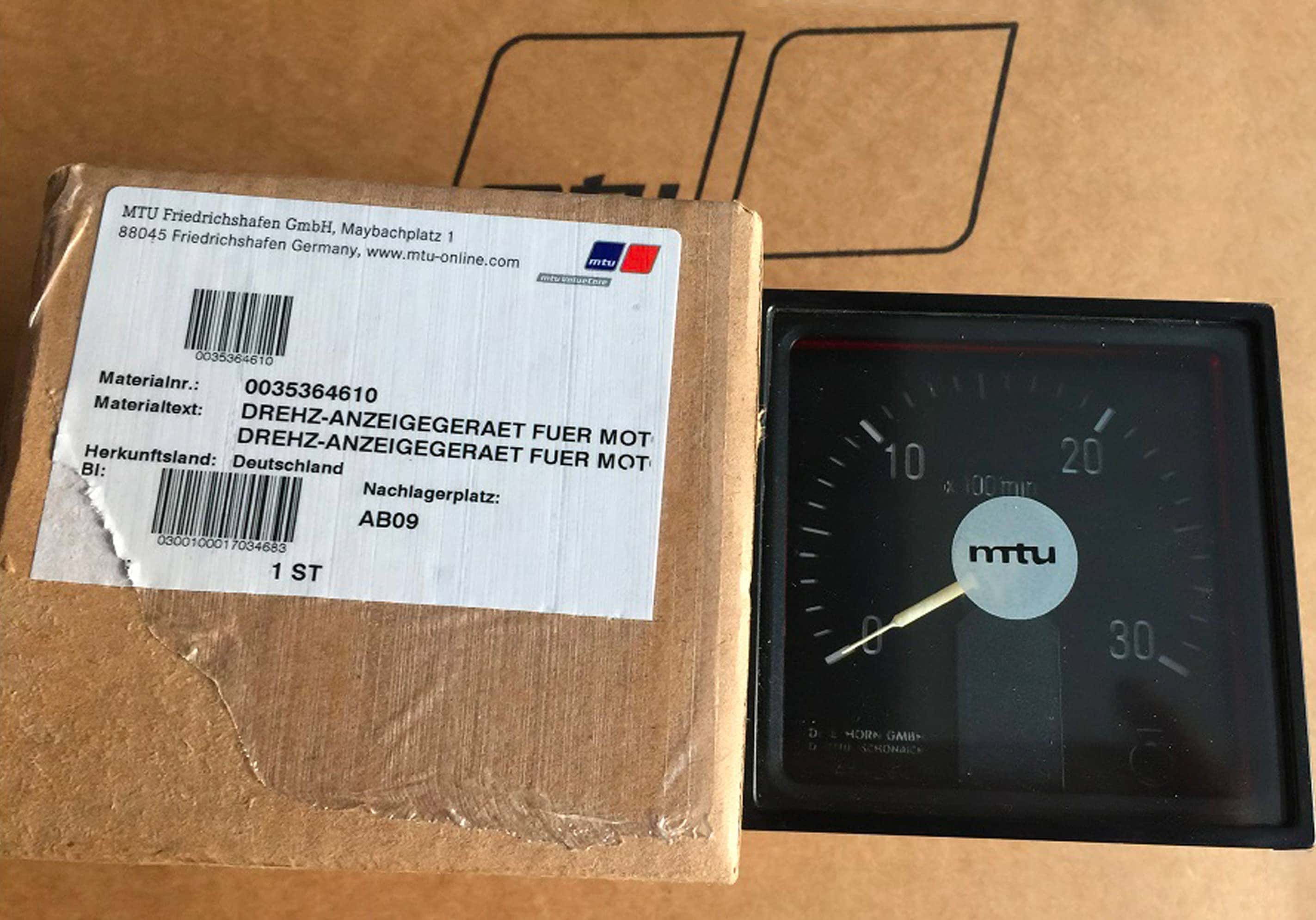 MTU 12V 183 TE93 Parts 0035364610 TACHOMETER