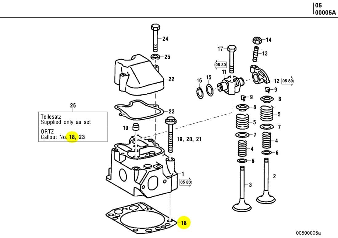 MTU 4420160420 Cylinder Head Assembly Components Gasket