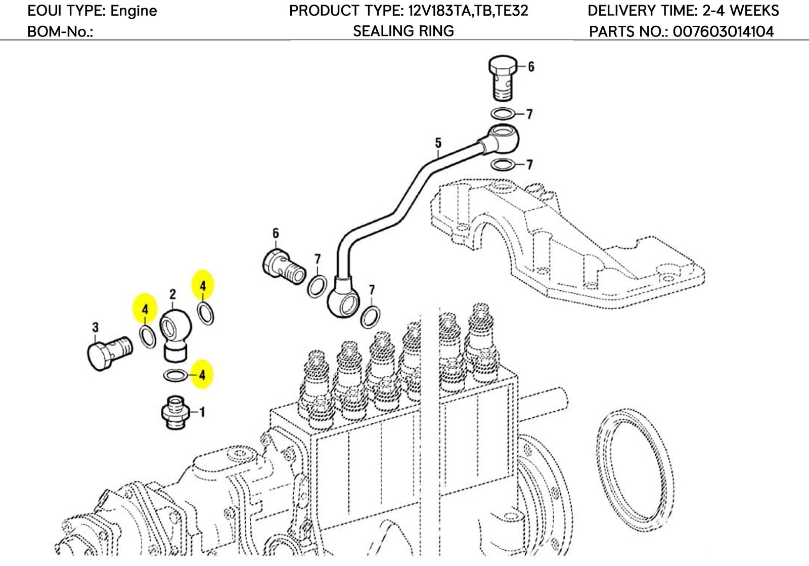 MTU MTU Oil System Assembly Components 007603014104