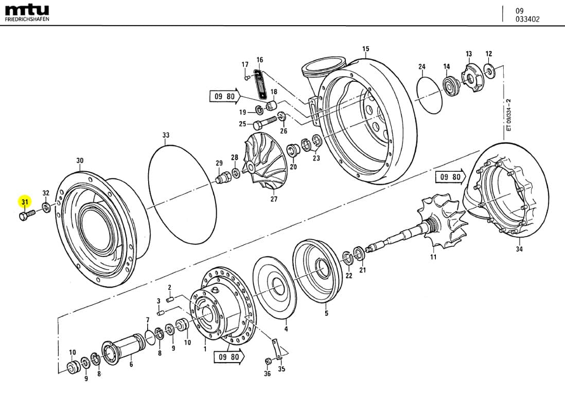 MTU 000933008040 Technical Engineering Exploded View