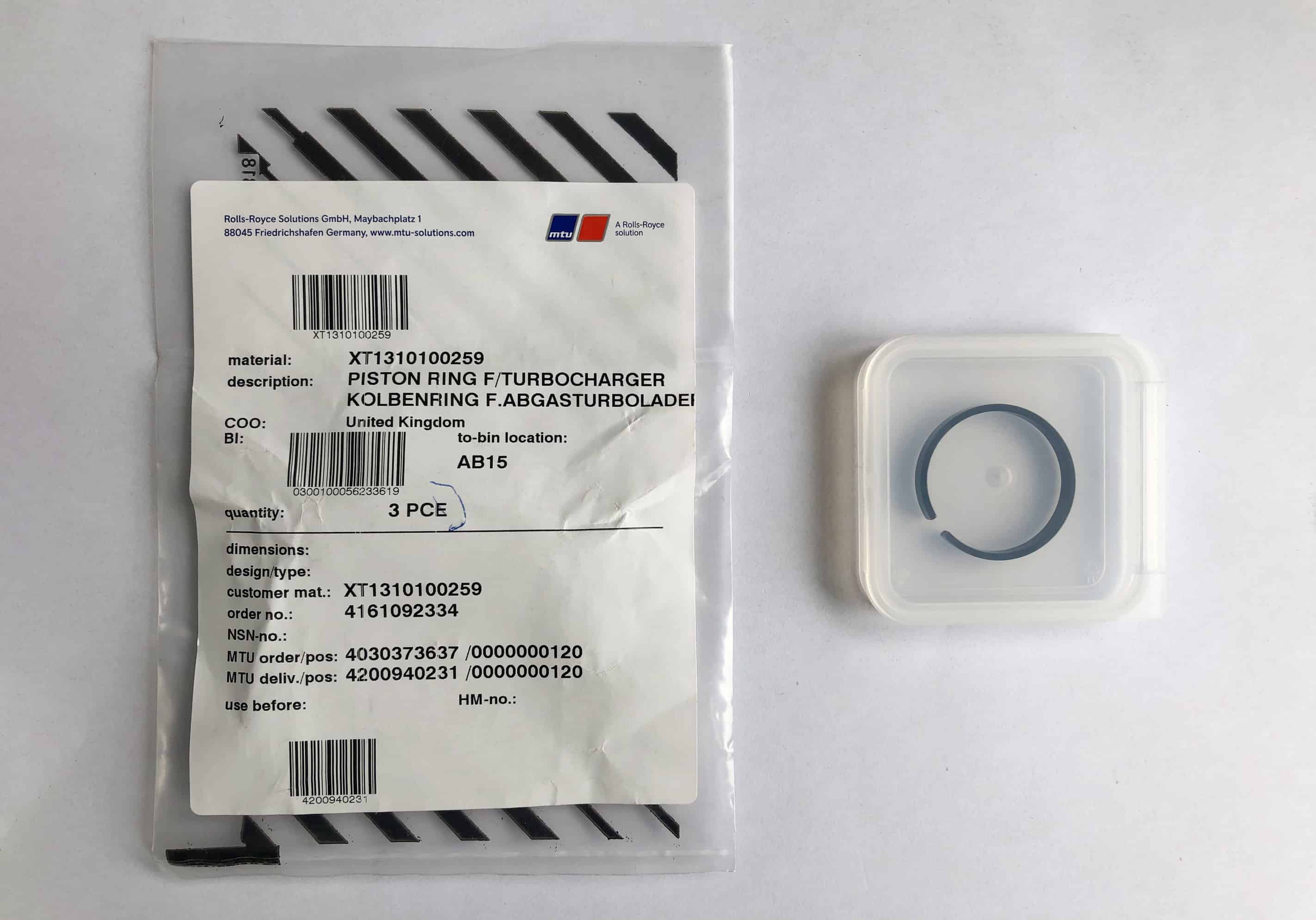 MTU XT1310100259 EXHAUST TURBOCHARGER PISTON RING