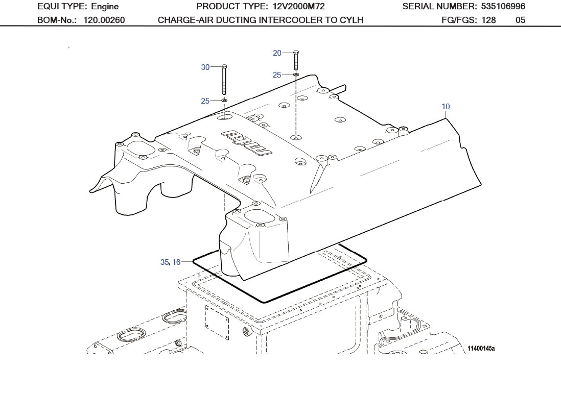 MTU 700429460001 Technical Engineering Exploded View