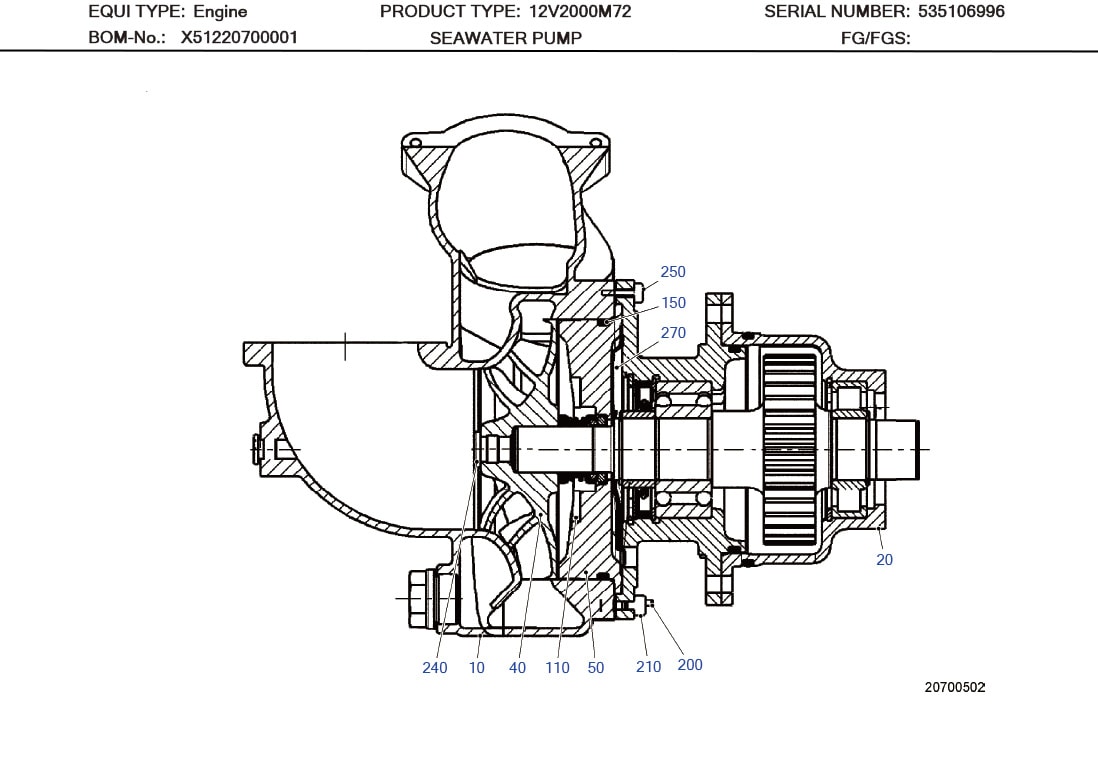 MTU XP51529700004 Technical Engineering Exploded View