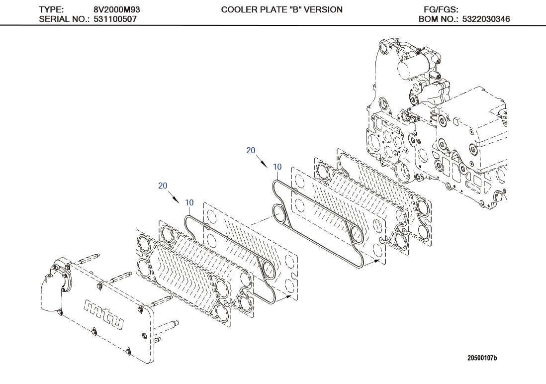 MTU X00028031 PLATE-CORE HEAT EXCH GASKET