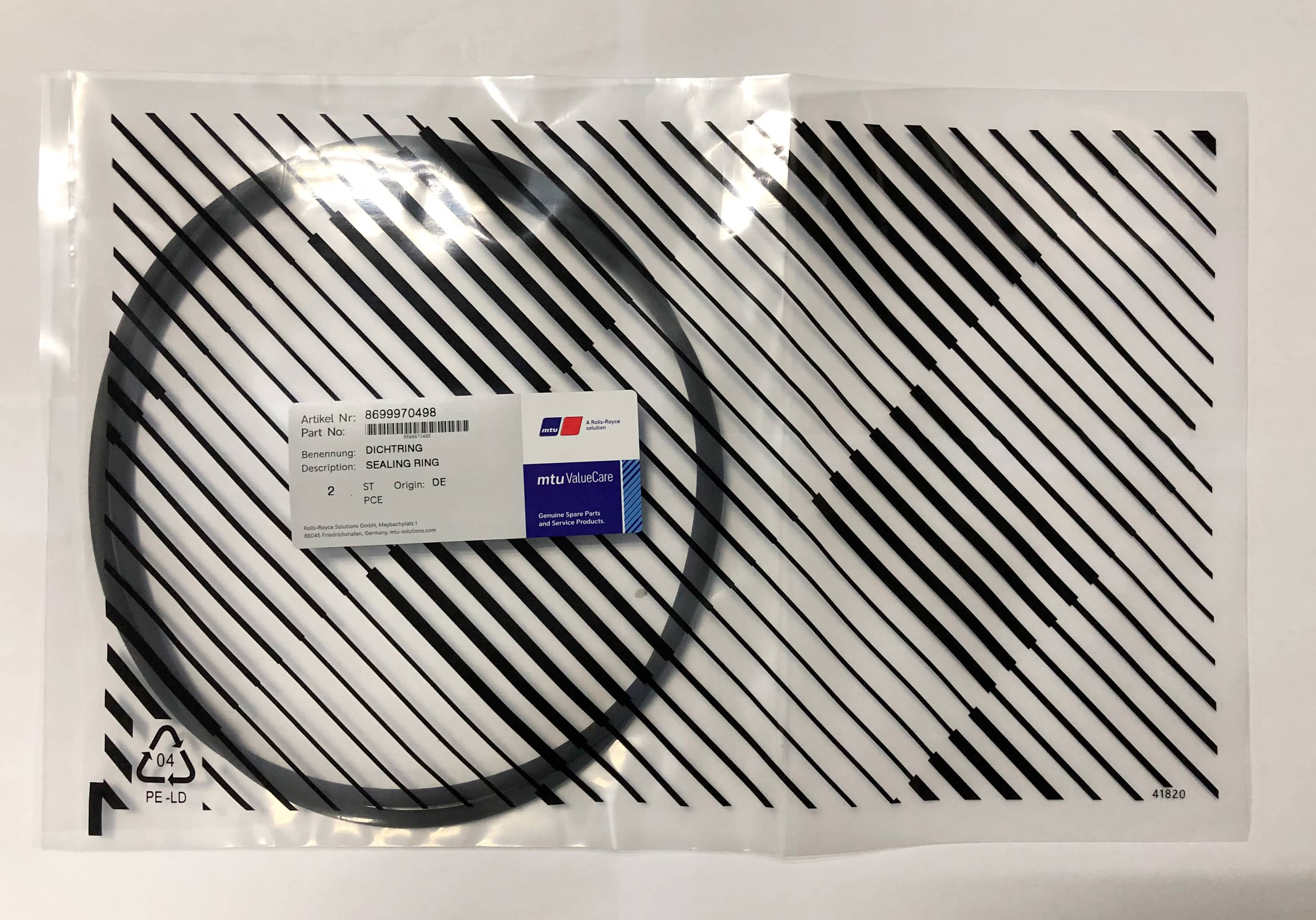 MTU 8699970498 COOLANT PUMP SEALING RING