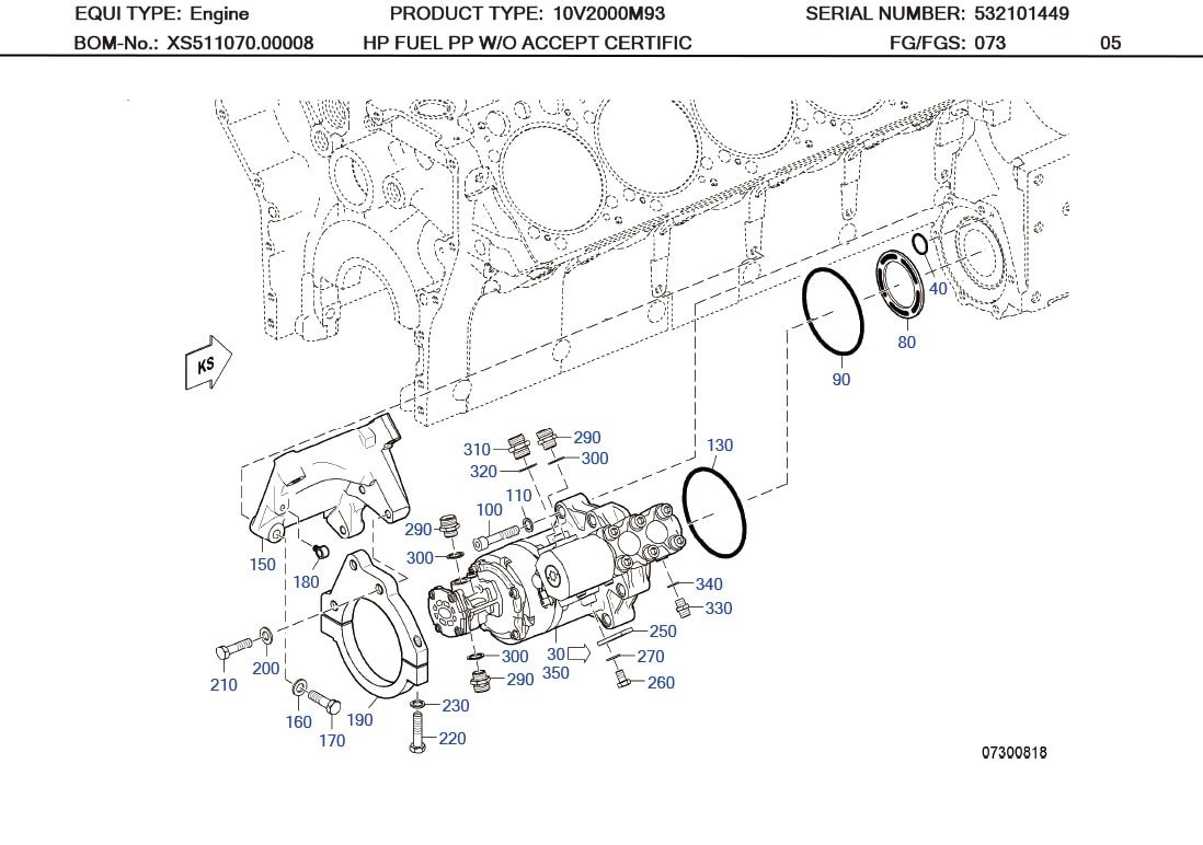 MTU X51199100026 HP FUEL PP STRAINER