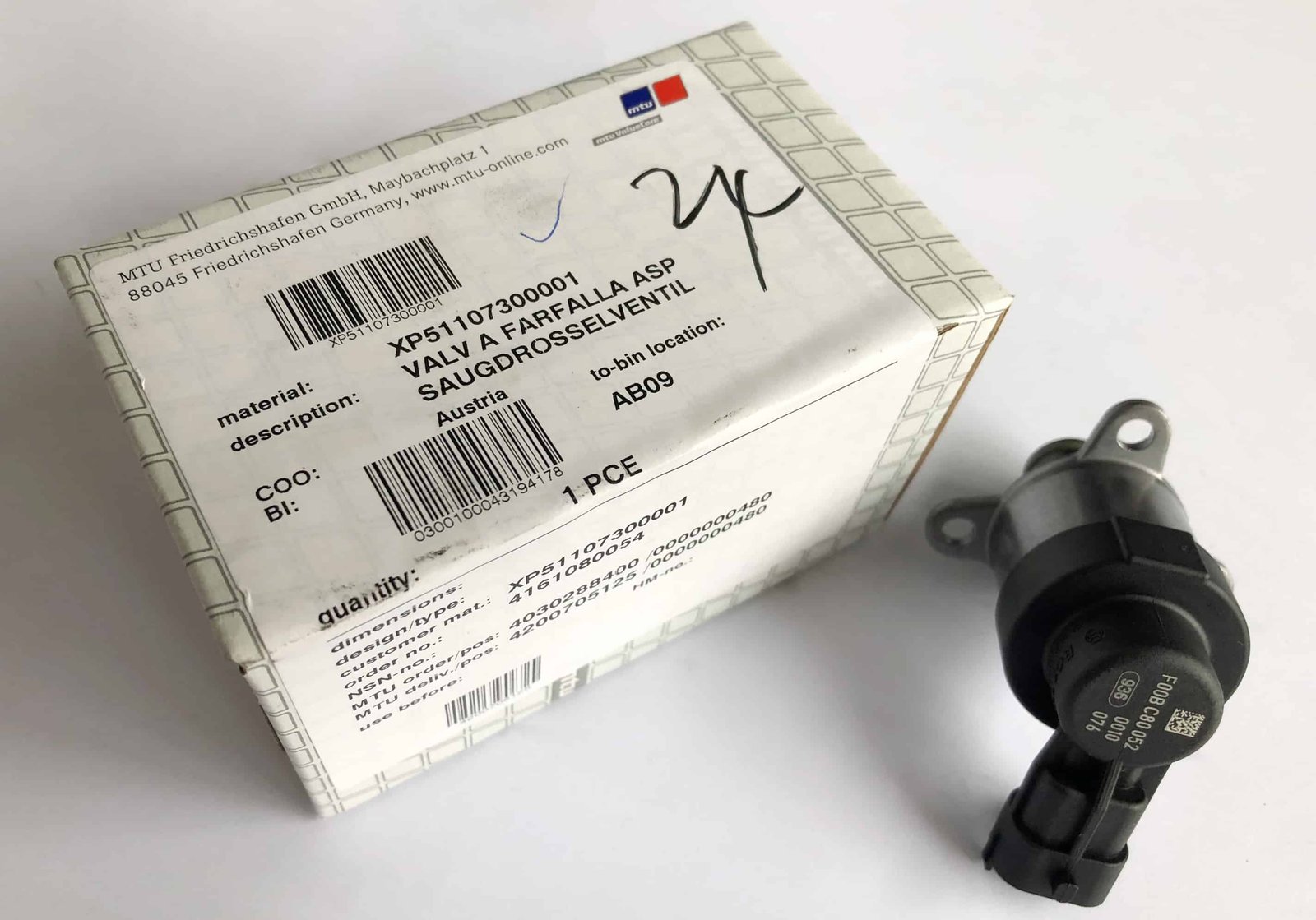 MTU XP51107300001 HP PUMP SUCTION RESTR. VALVE