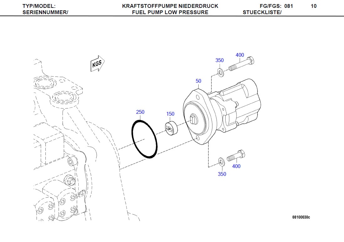 MTU X52808100004 Technical Engineering Exploded View