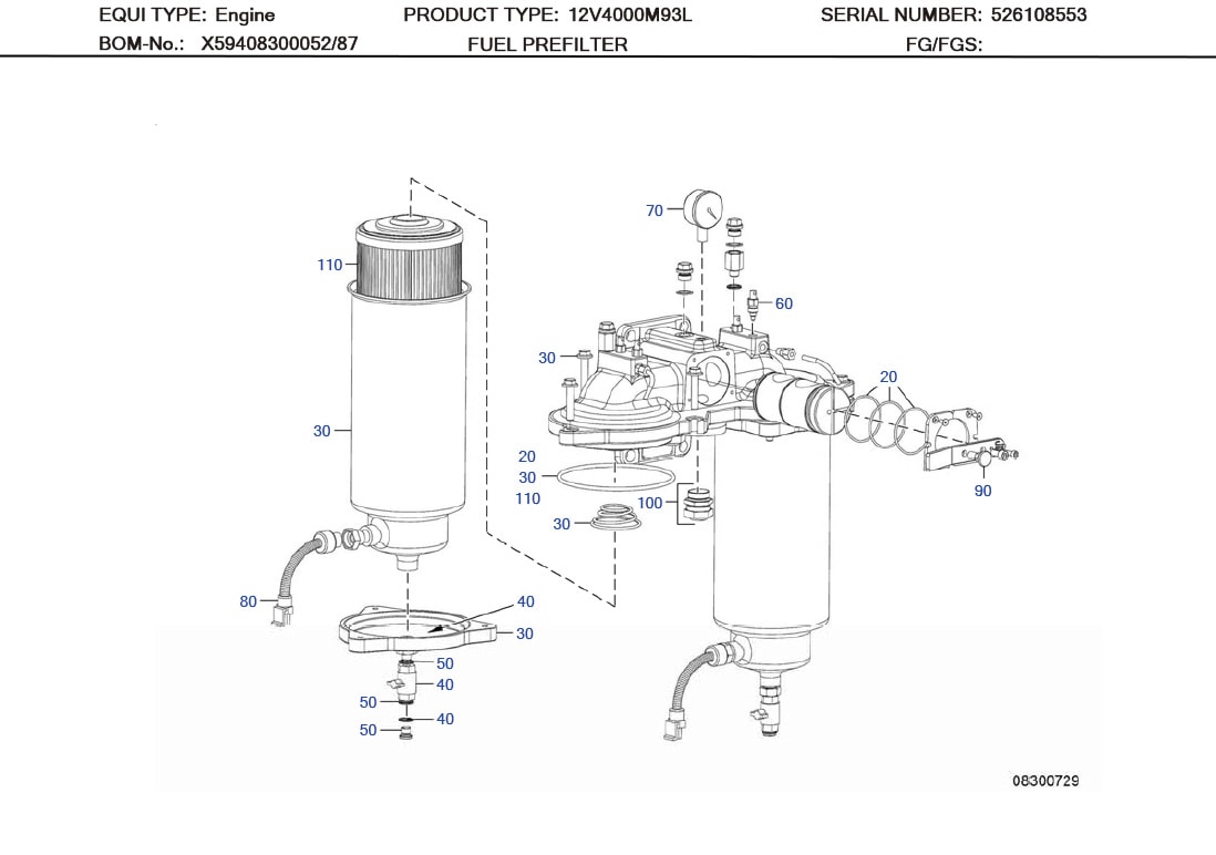 MTU XP59408300054 Technical Engineering Exploded View