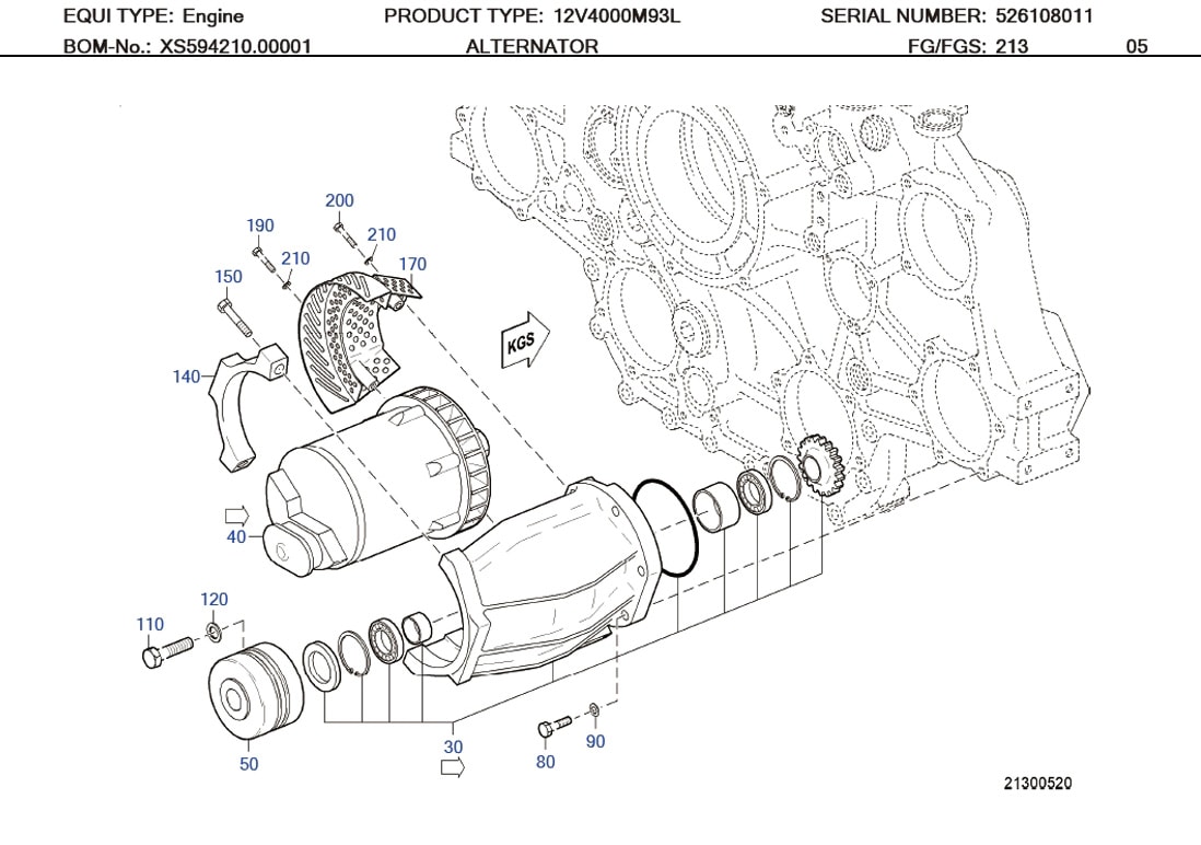 MTU X52421300004 Technical Engineering Exploded View