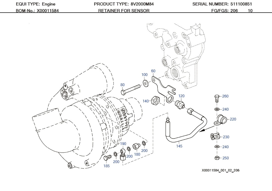 MTU 916016012201 Technical Engineering Exploded View