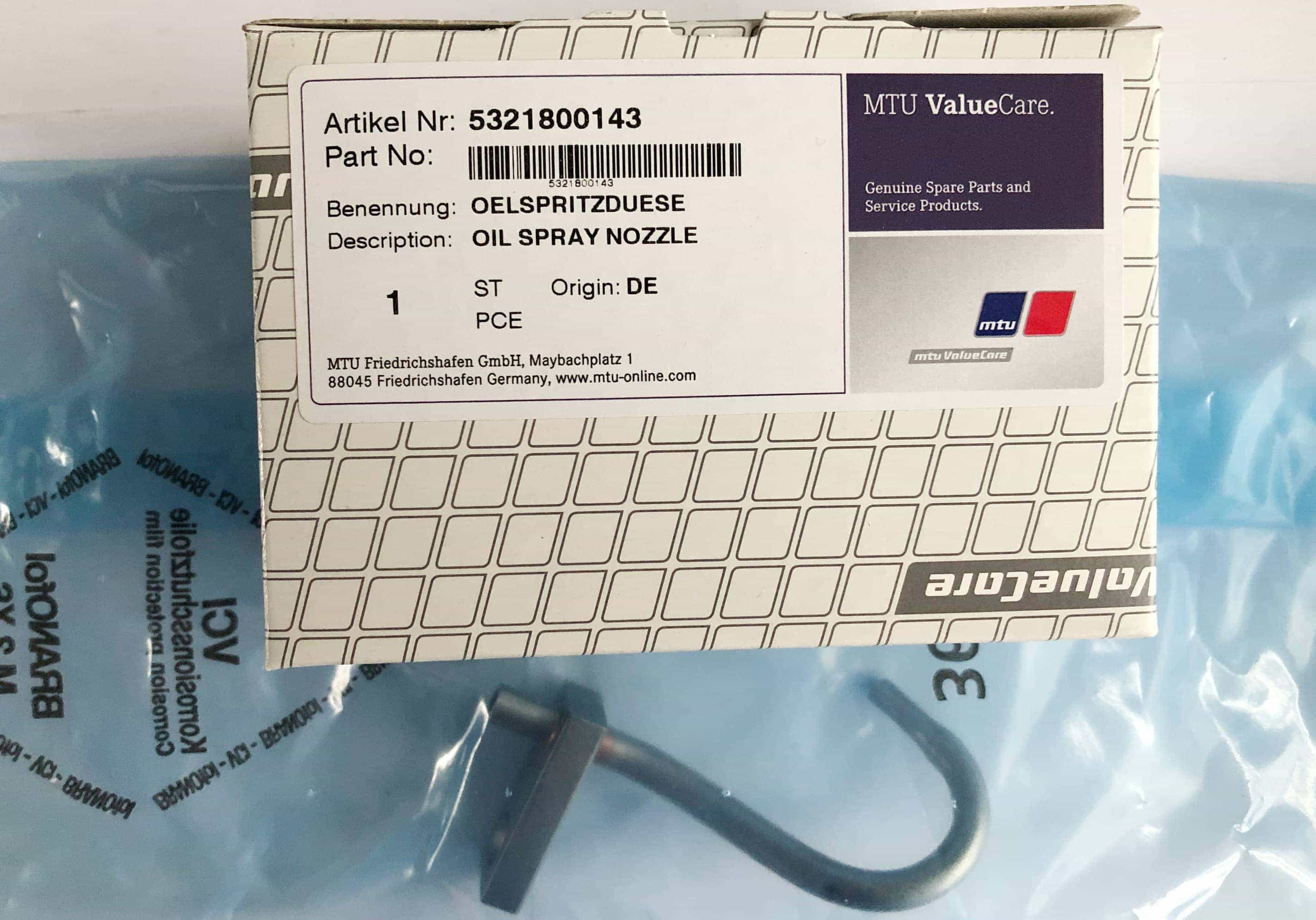 MTU 5321800143 OIL SPRAY NOZZLE