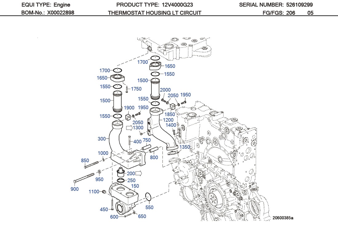 MTU X52420300037 Technical Engineering Exploded View