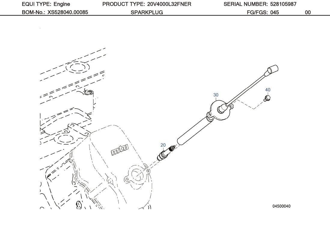 MTU X52404500056 Technical Engineering Exploded View