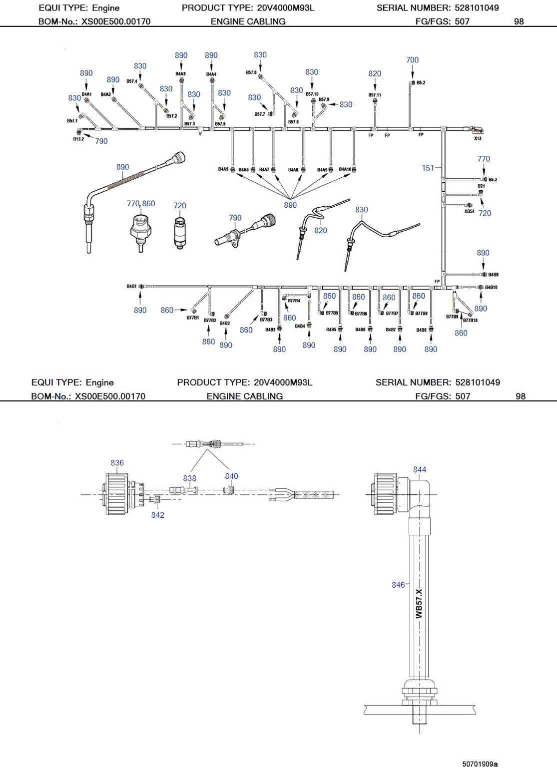 MTU X00E50201372 Technical Engineering Exploded View