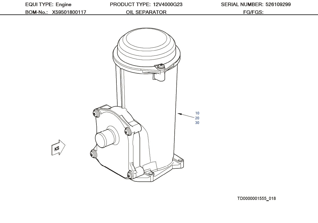 MTU XP59501800123 Technical Engineering Exploded View