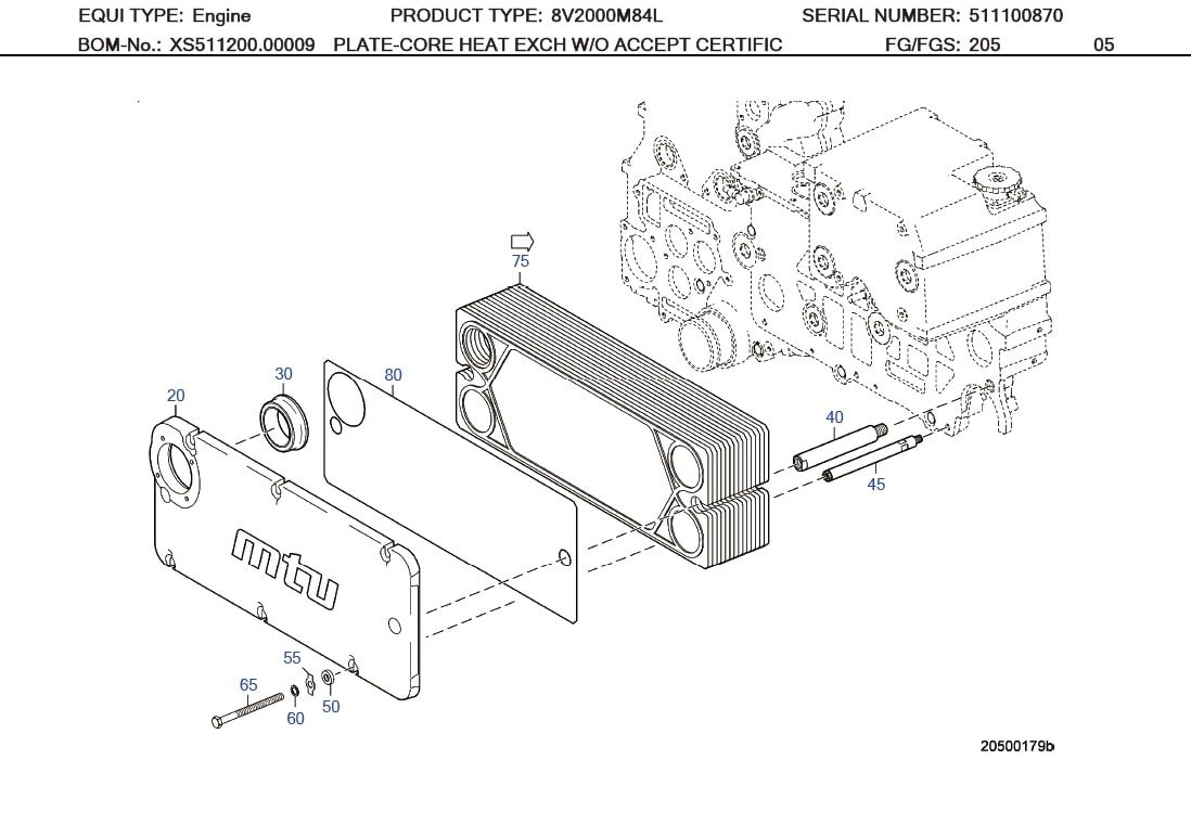 MTU X53220200002 Technical Engineering Exploded View