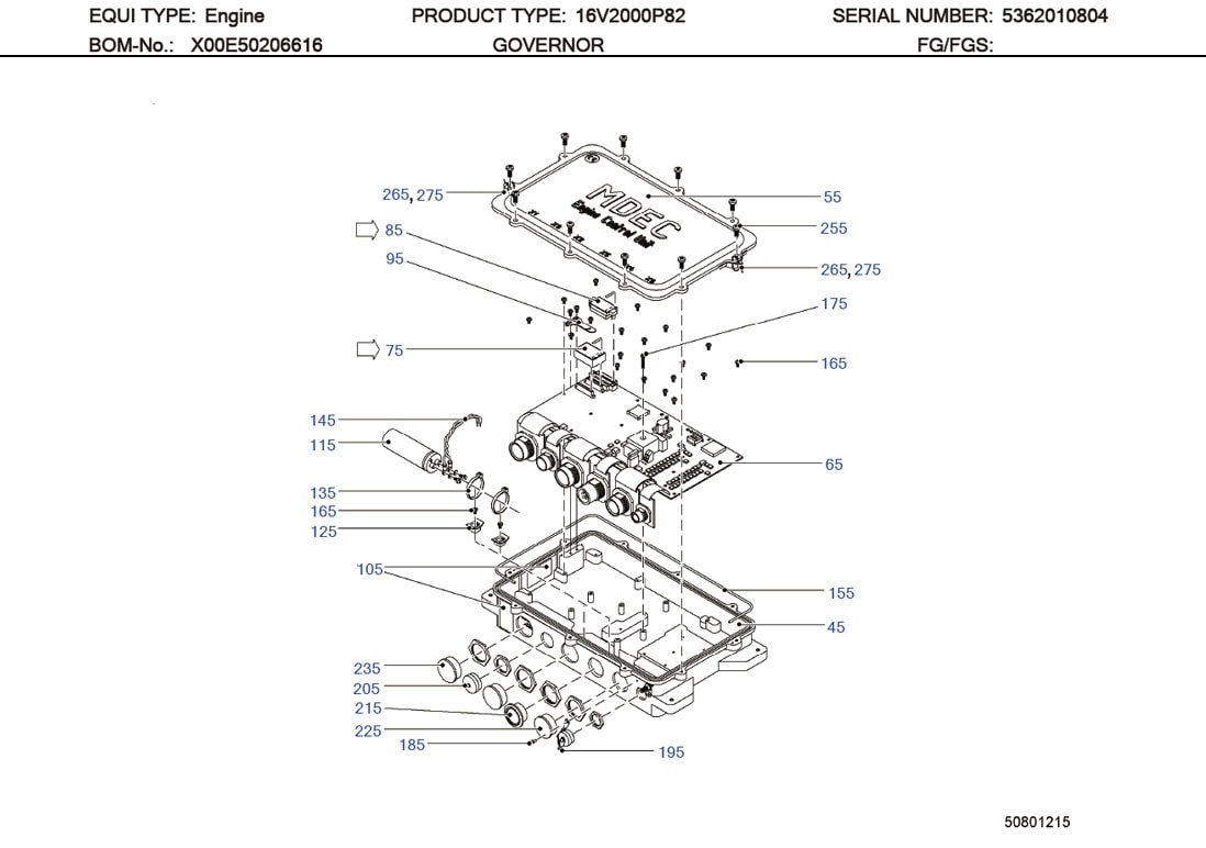 MTU X00E50208847 Technical Engineering Exploded View
