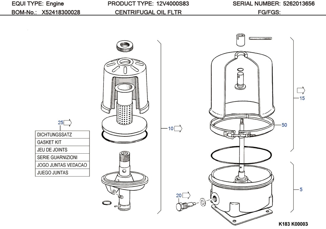 MTU 23540304/A1 Technical Engineering Exploded View
