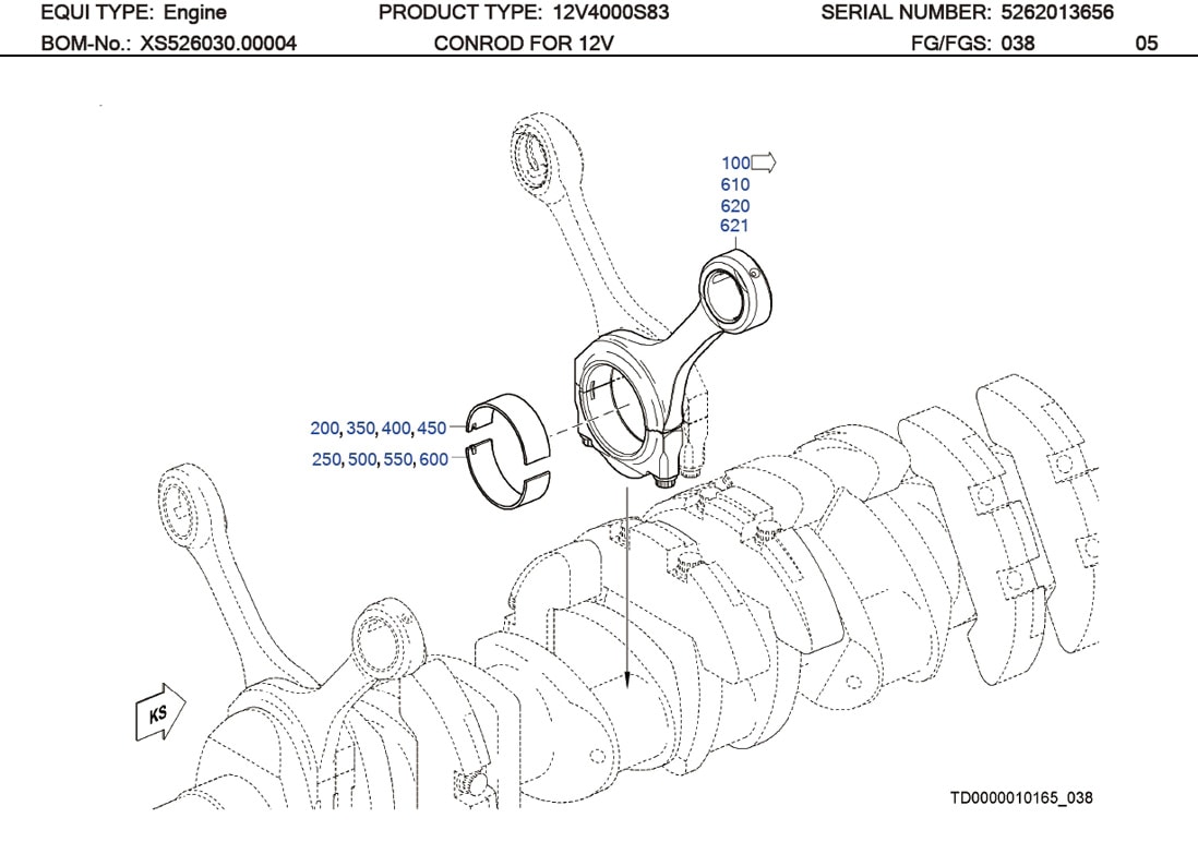 MTU X59403800071/42 Technical Engineering Exploded View