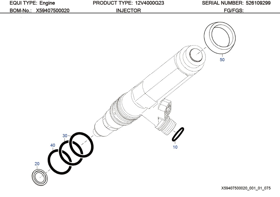 MTU XP59307500002 Technical Engineering Exploded View