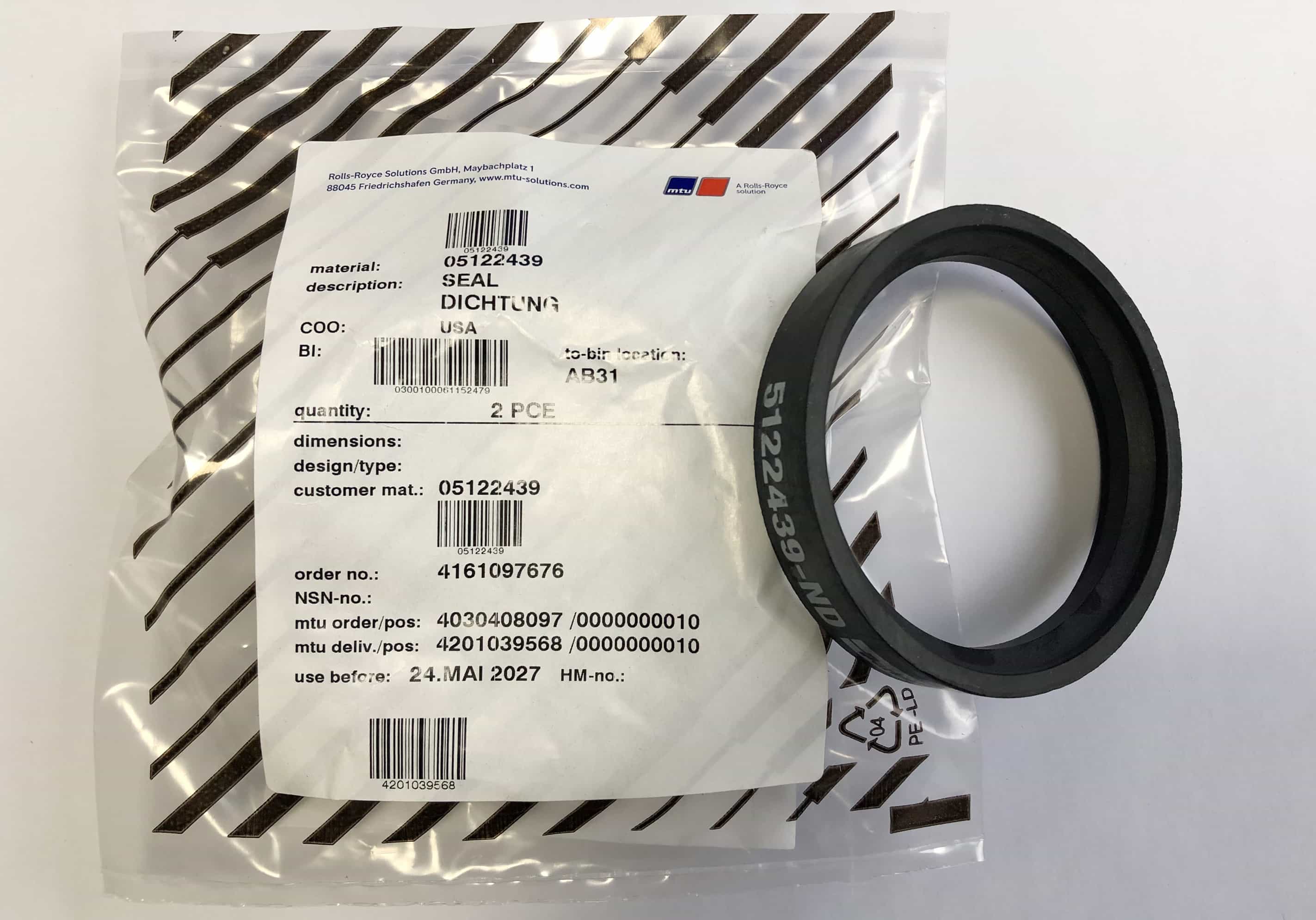 MTU SUA98733 COOLANT DUCTING HIGH-TEMP CIRCUIT SEAL