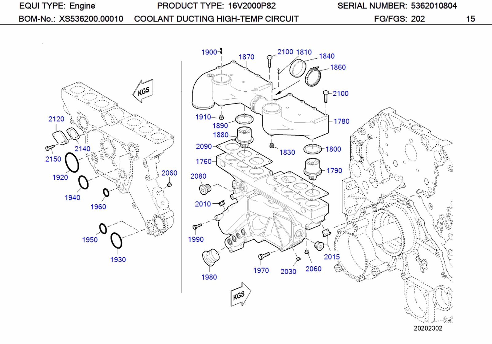 MTU 5362030180 Technical Engineering Exploded View