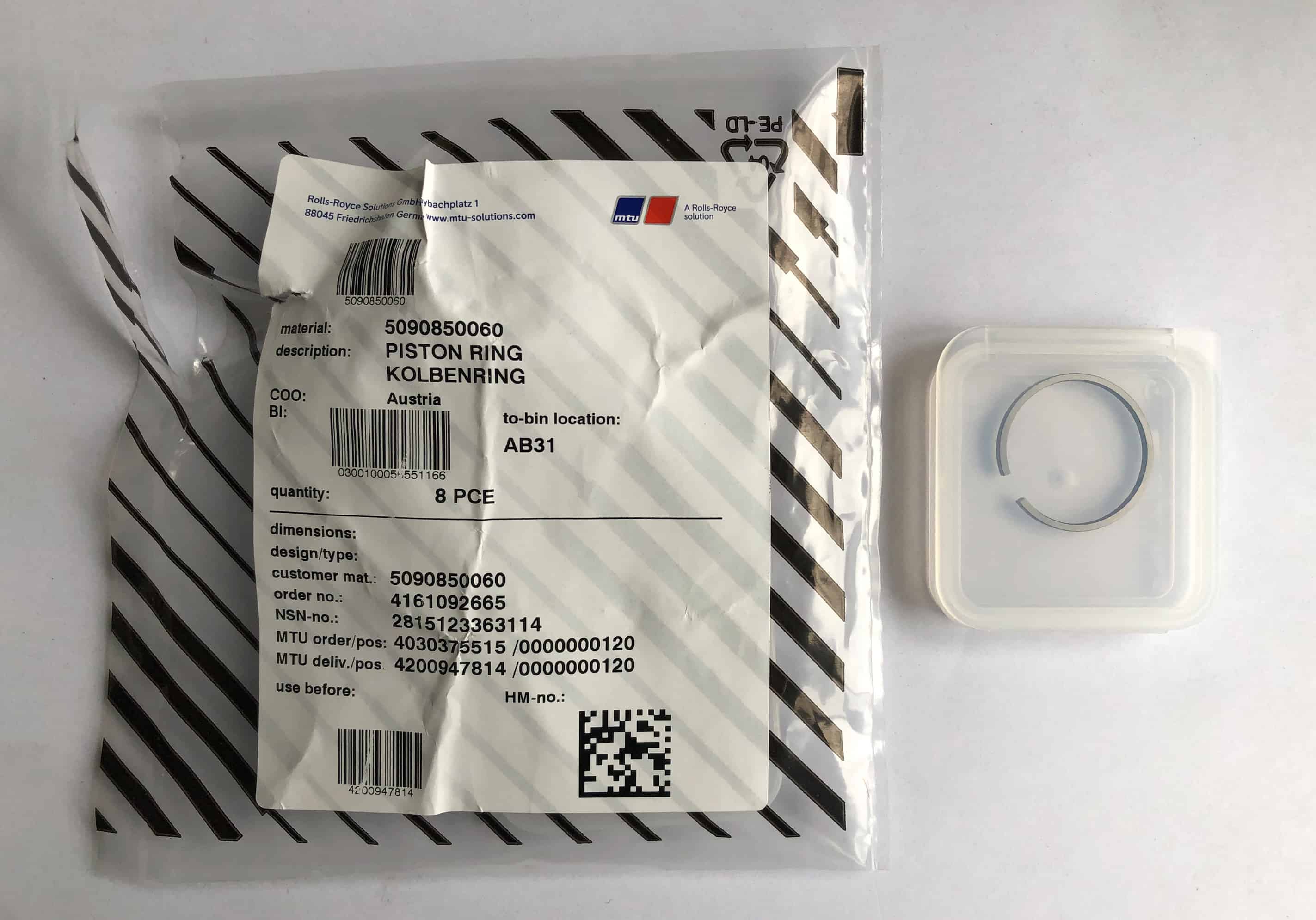 MTU 5090850060 EXHAUST TURBOCHARGER PISTON RING