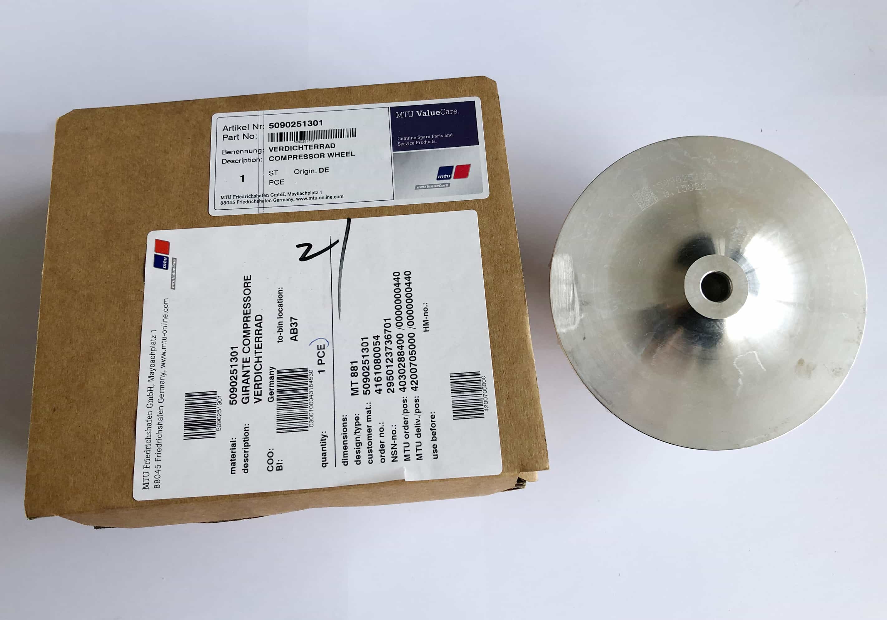 MTU 5090251301 ZR125 TURBOCHARGER COMPRESSOR WHEEL