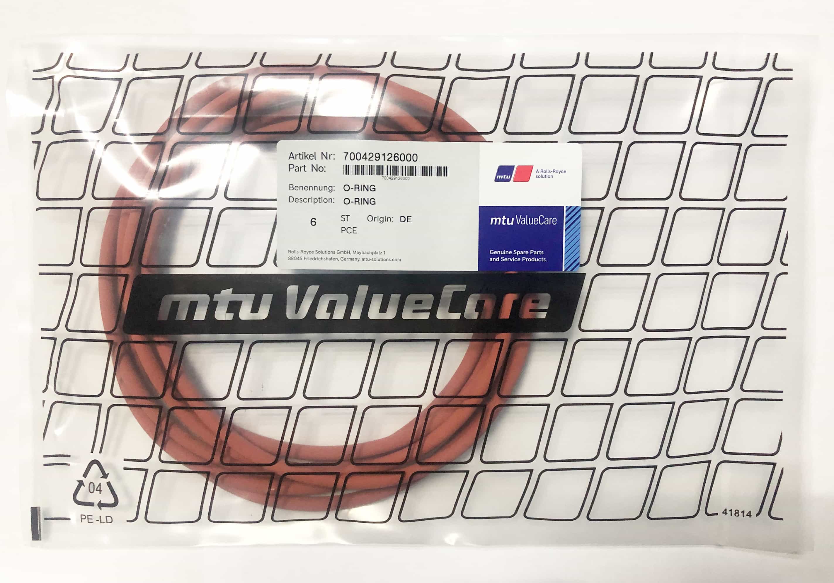 MTU 700429126000 ZR125 TURBOCHARGER O-RING