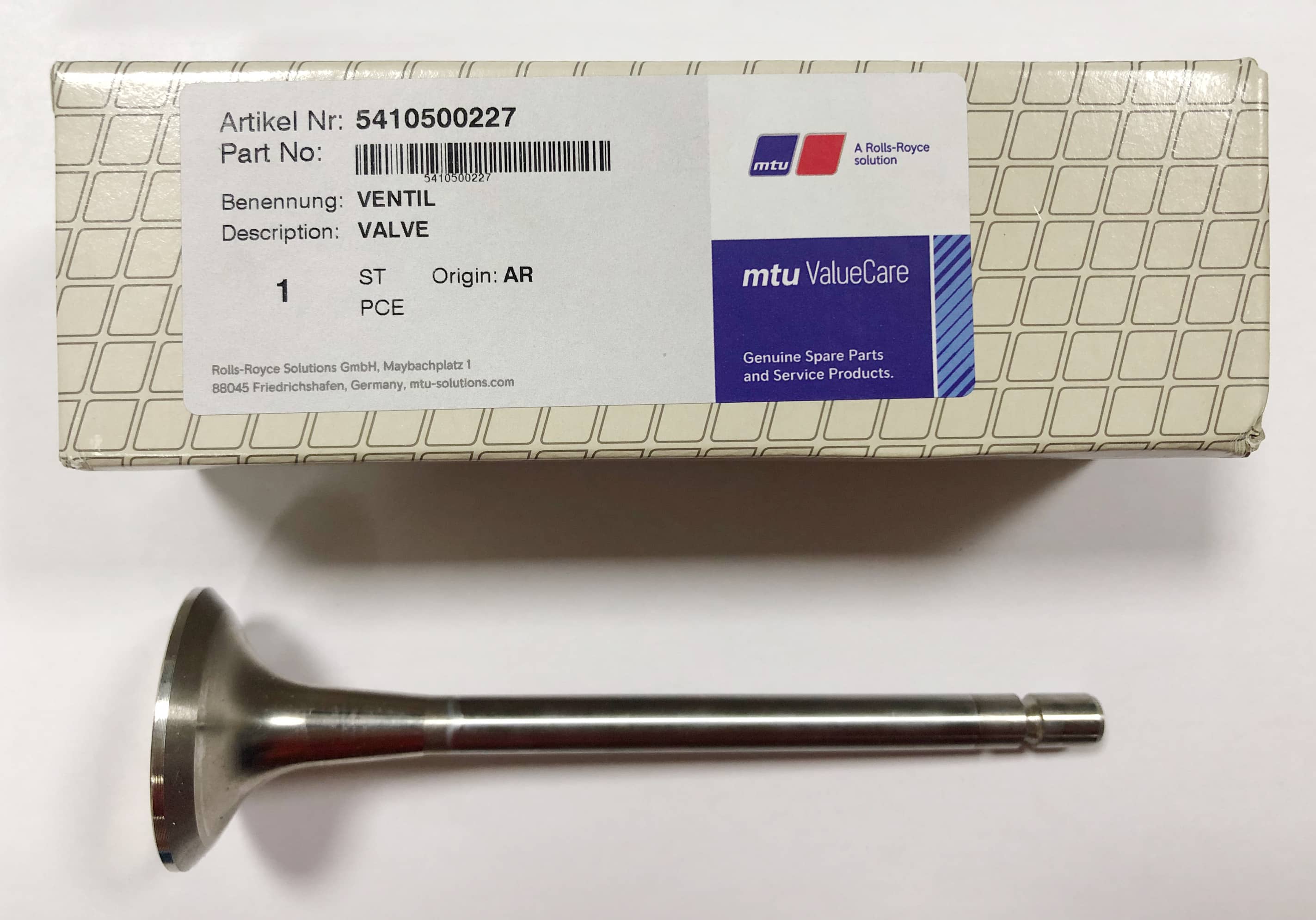 MTU 5410500227 CYLINDER HEAD EXHAUST VALVE