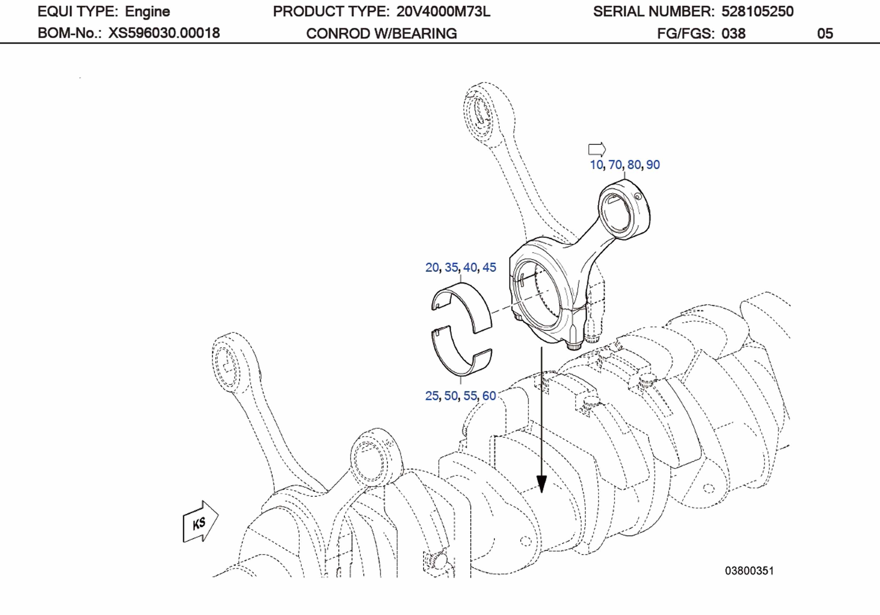 MTU 4000 Parts X52403800001 CONROD BEARING