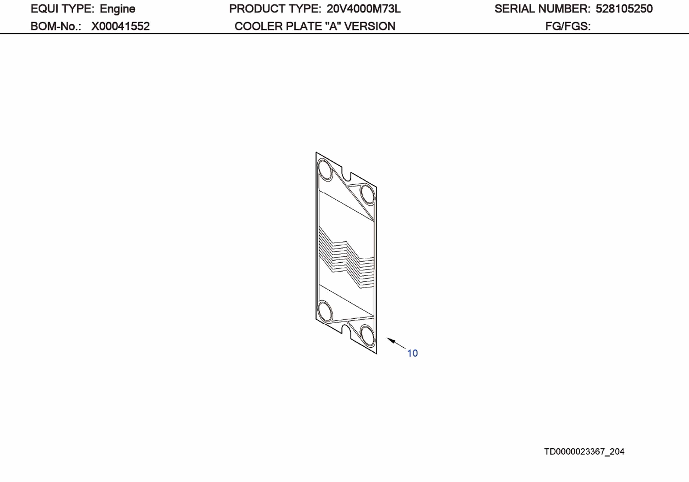 MTU 4000 Parts XP58420400009 COOLER PLATE GASKET