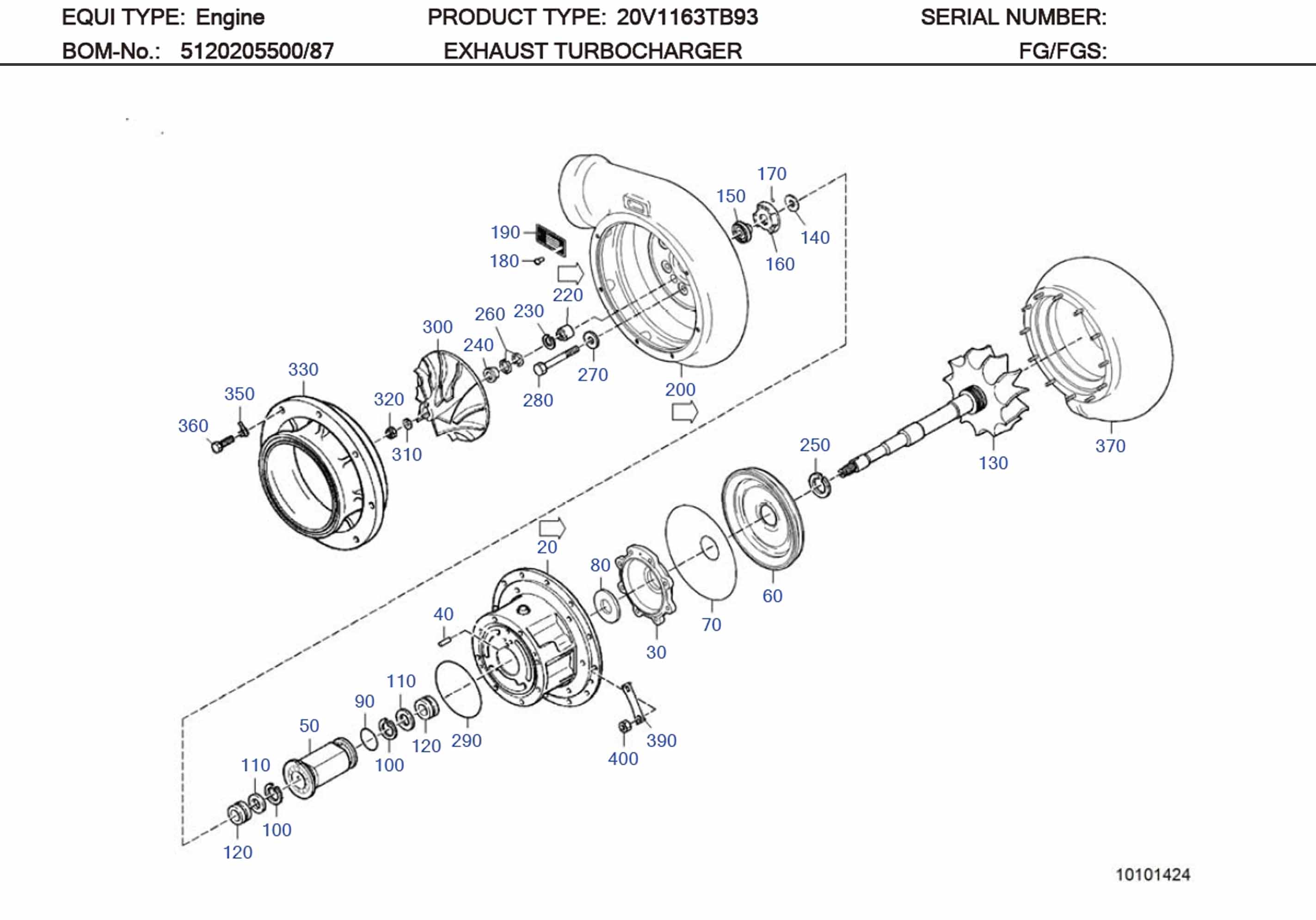 MTU 5120252076 TURBOCHARGER ZR210 WASHER