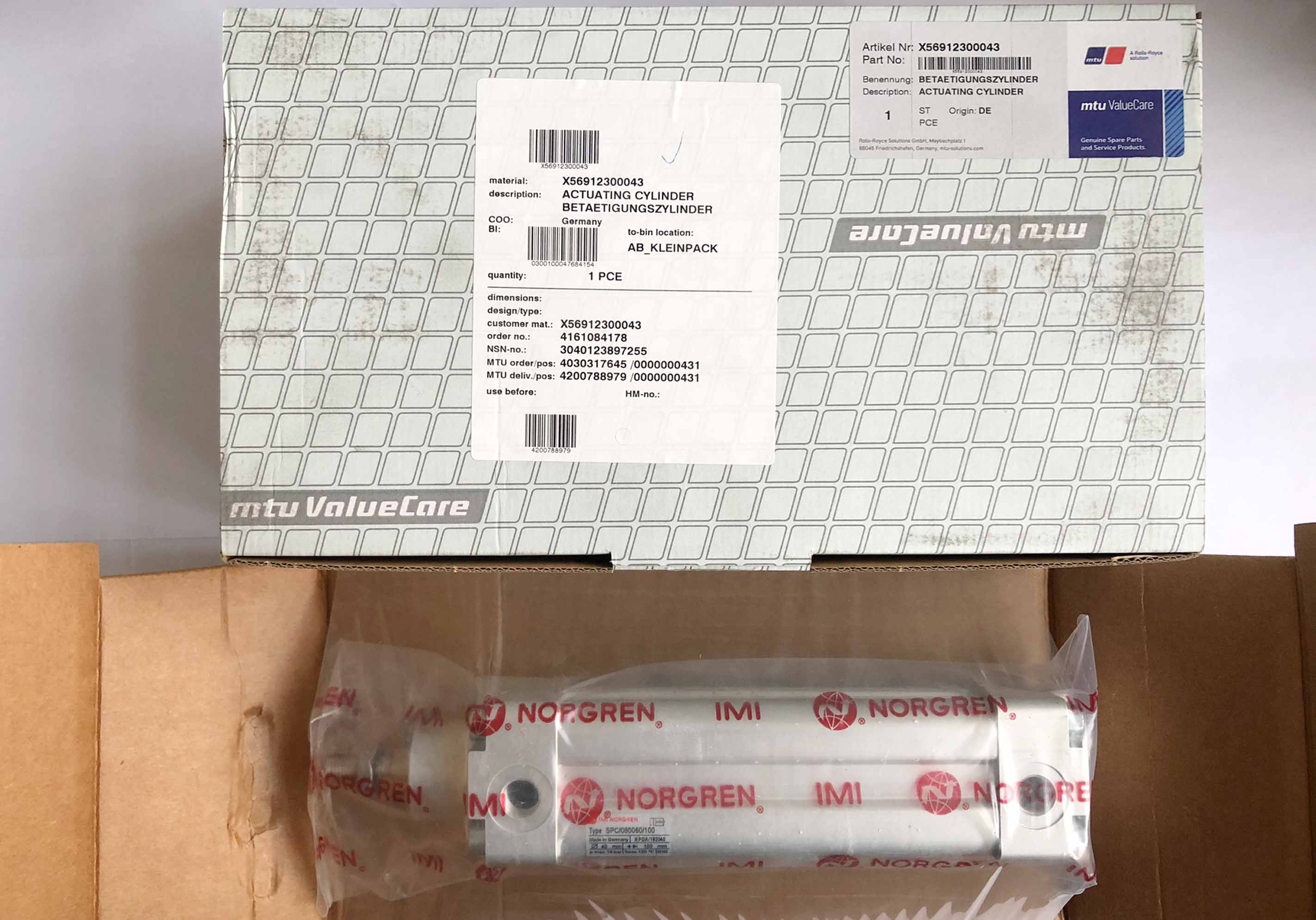 MTU 4000 Parts X56912300043 ACTUATING CYLINDER