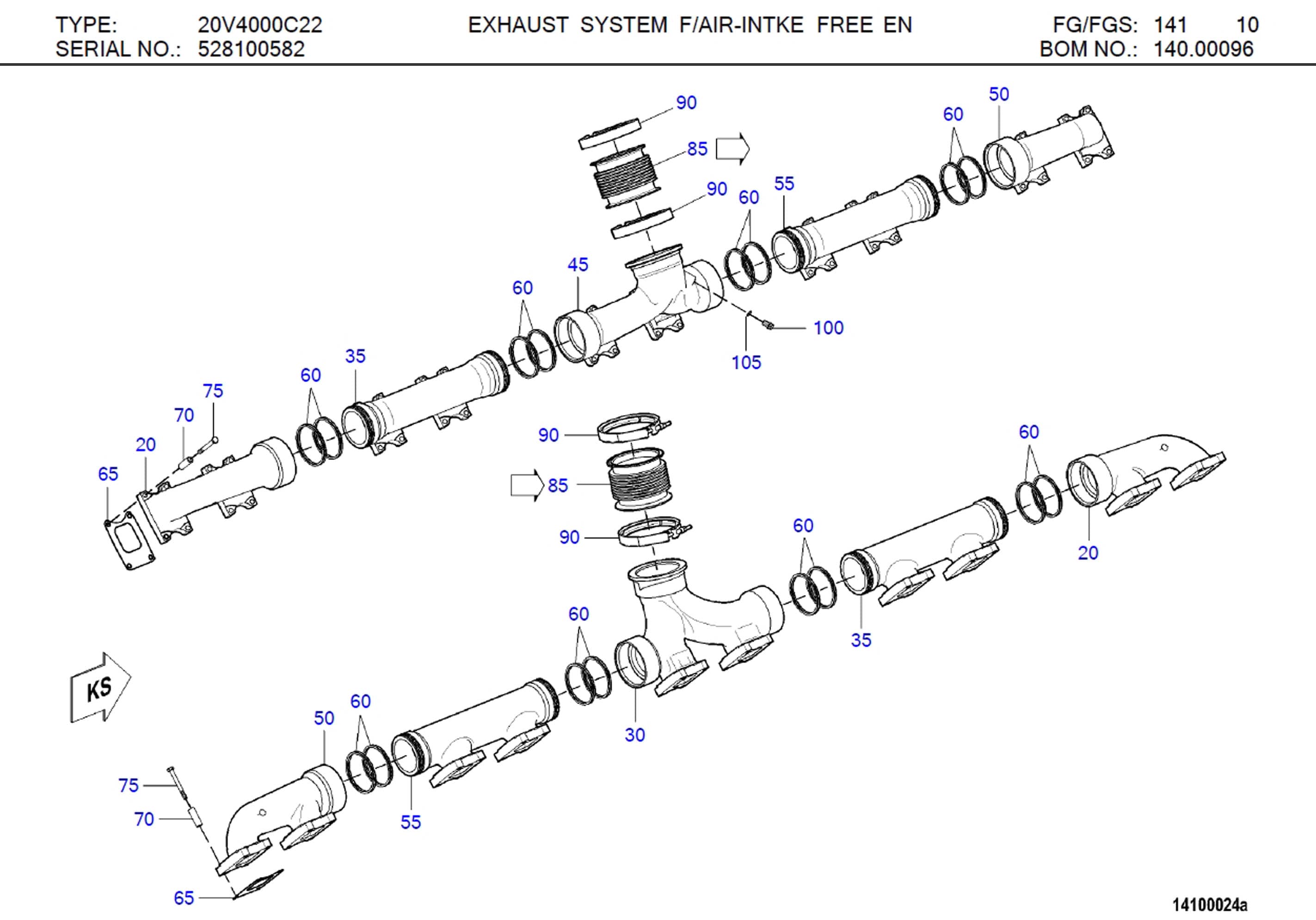 MTU X52414100132 Technical Engineering Exploded View