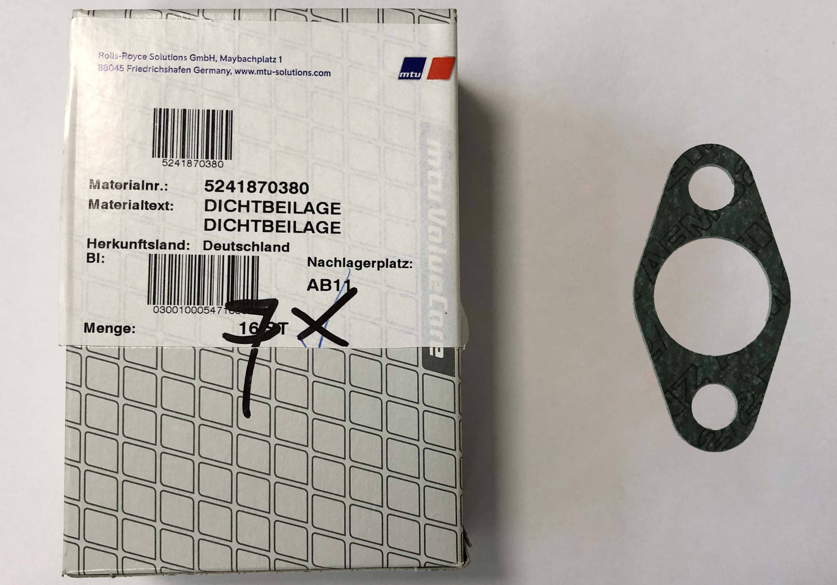 MTU 4000 Parts 5241870380 TURBOCHARGER GASKET