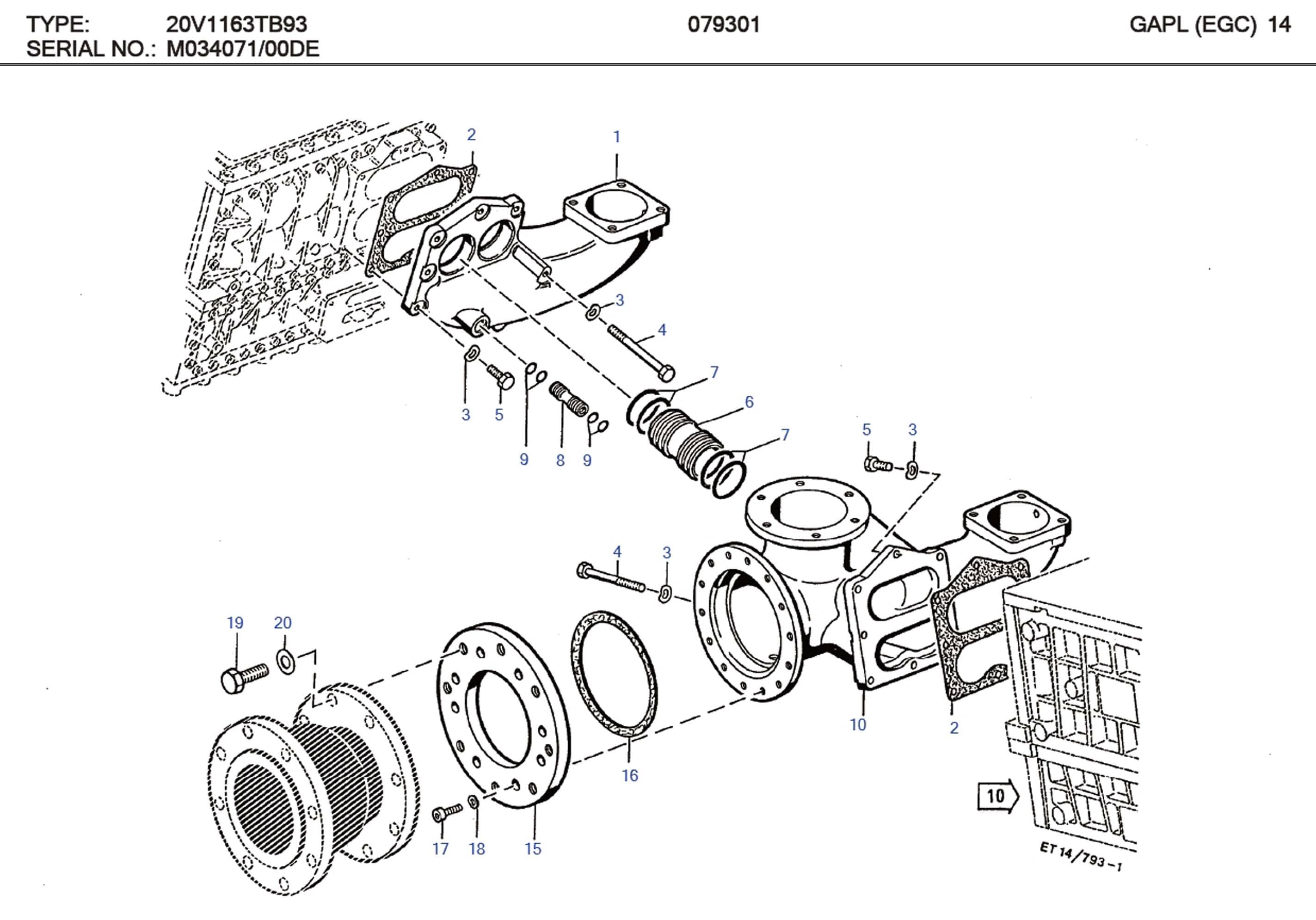MTU 5842040180 Technical Engineering Exploded View