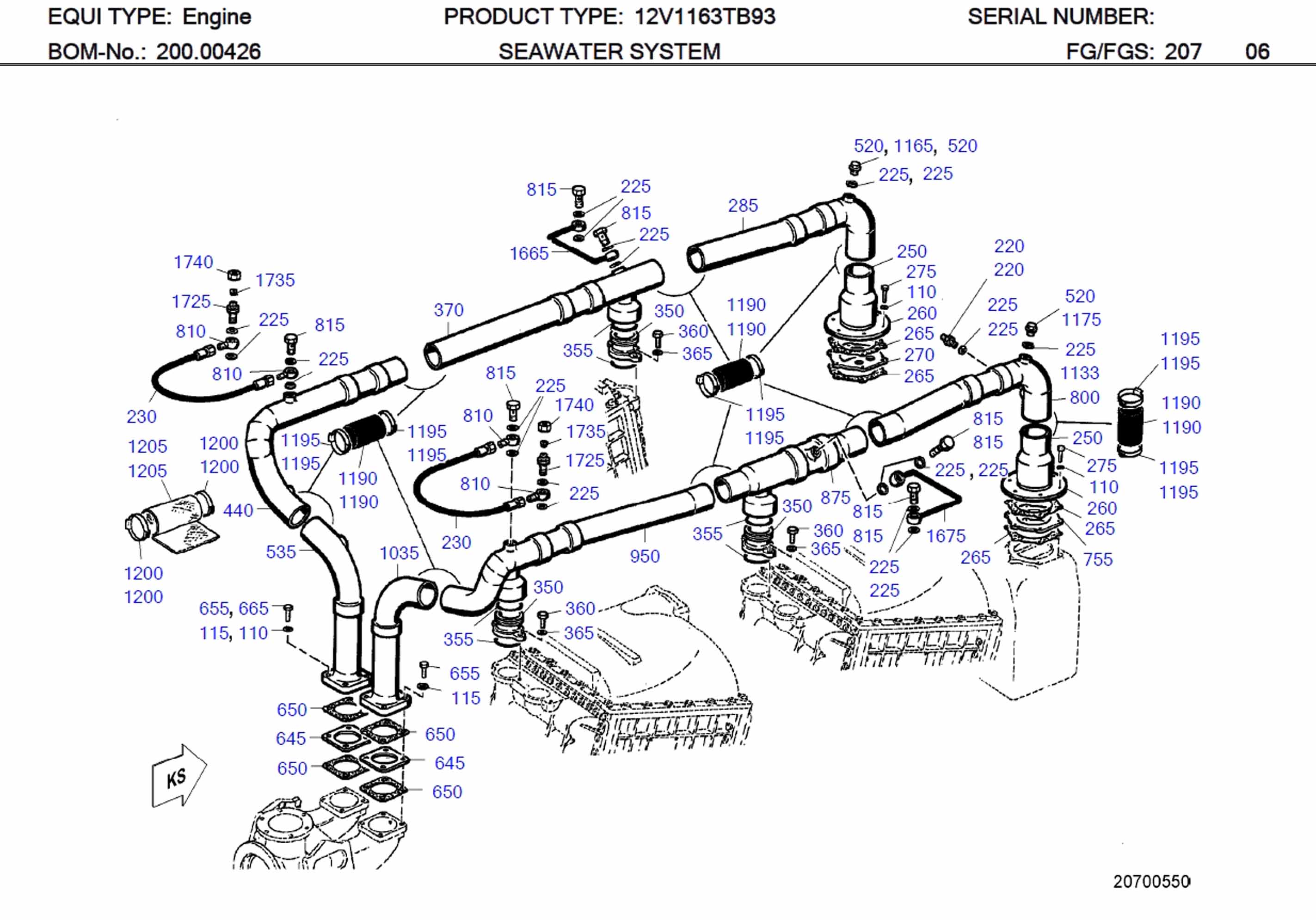 MTU 700368108003 Technical Engineering Exploded View
