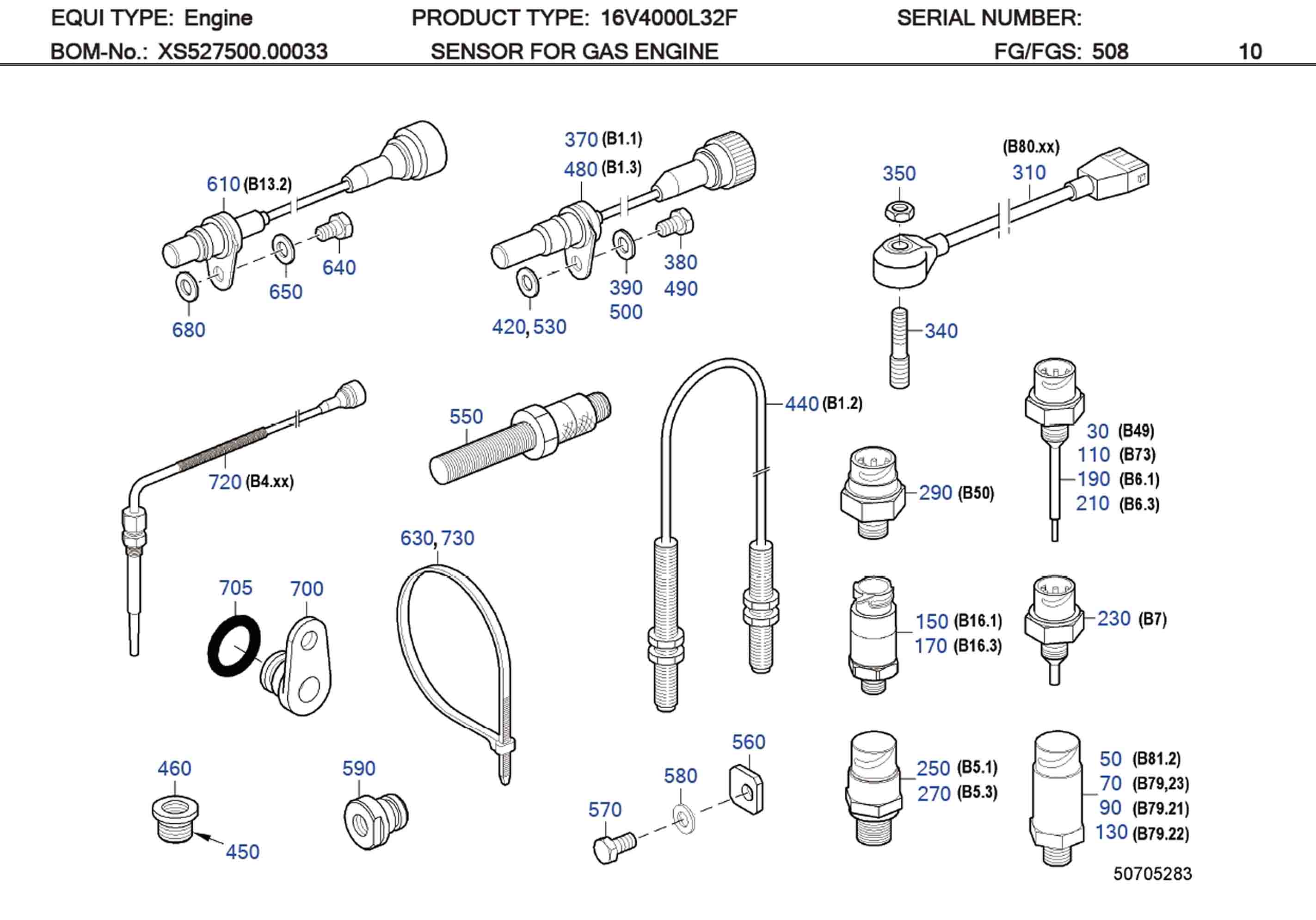MTU 4000 Parts X00040012 SPEED SENSOR