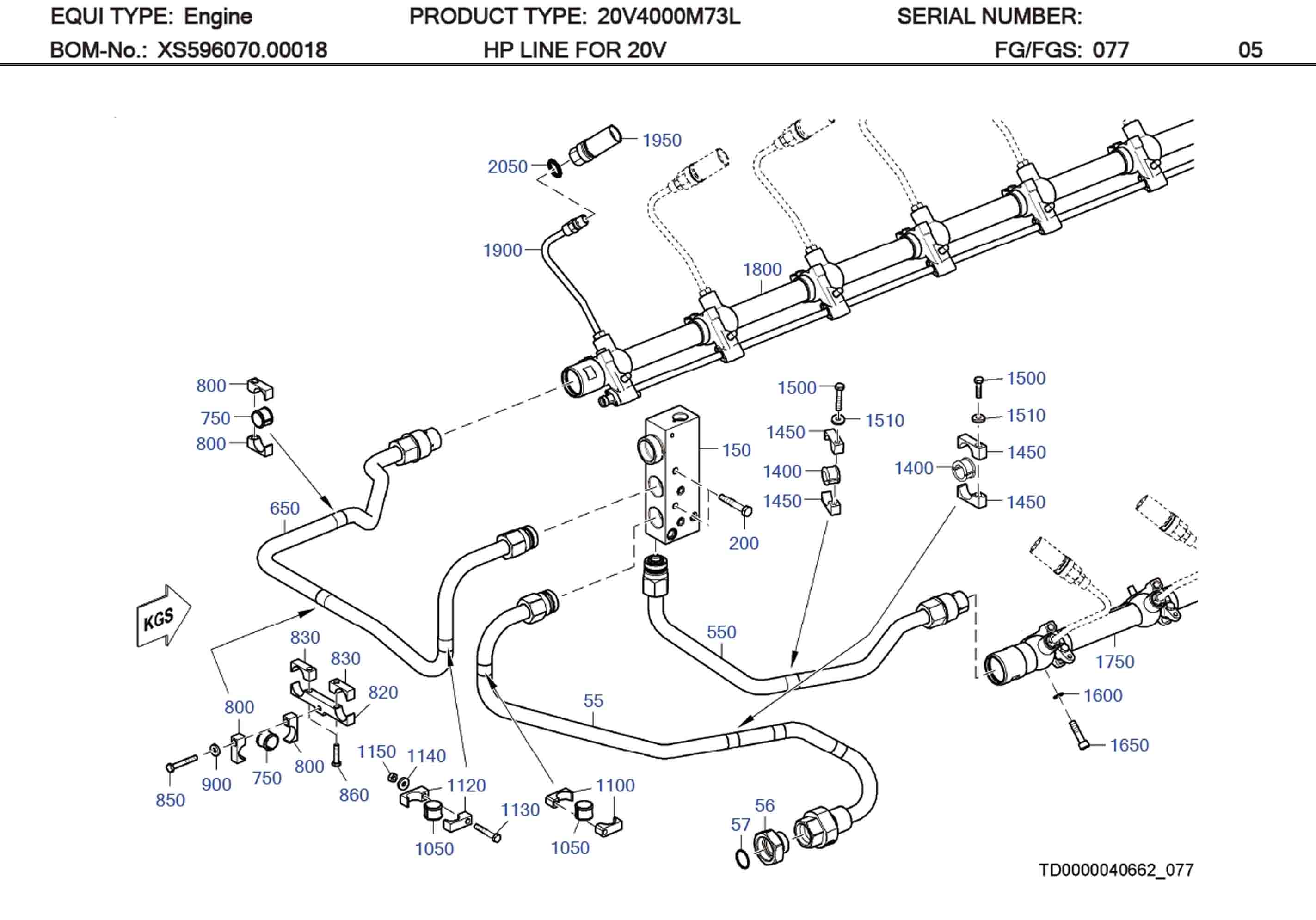 MTU X59407700014 Technical Engineering Exploded View