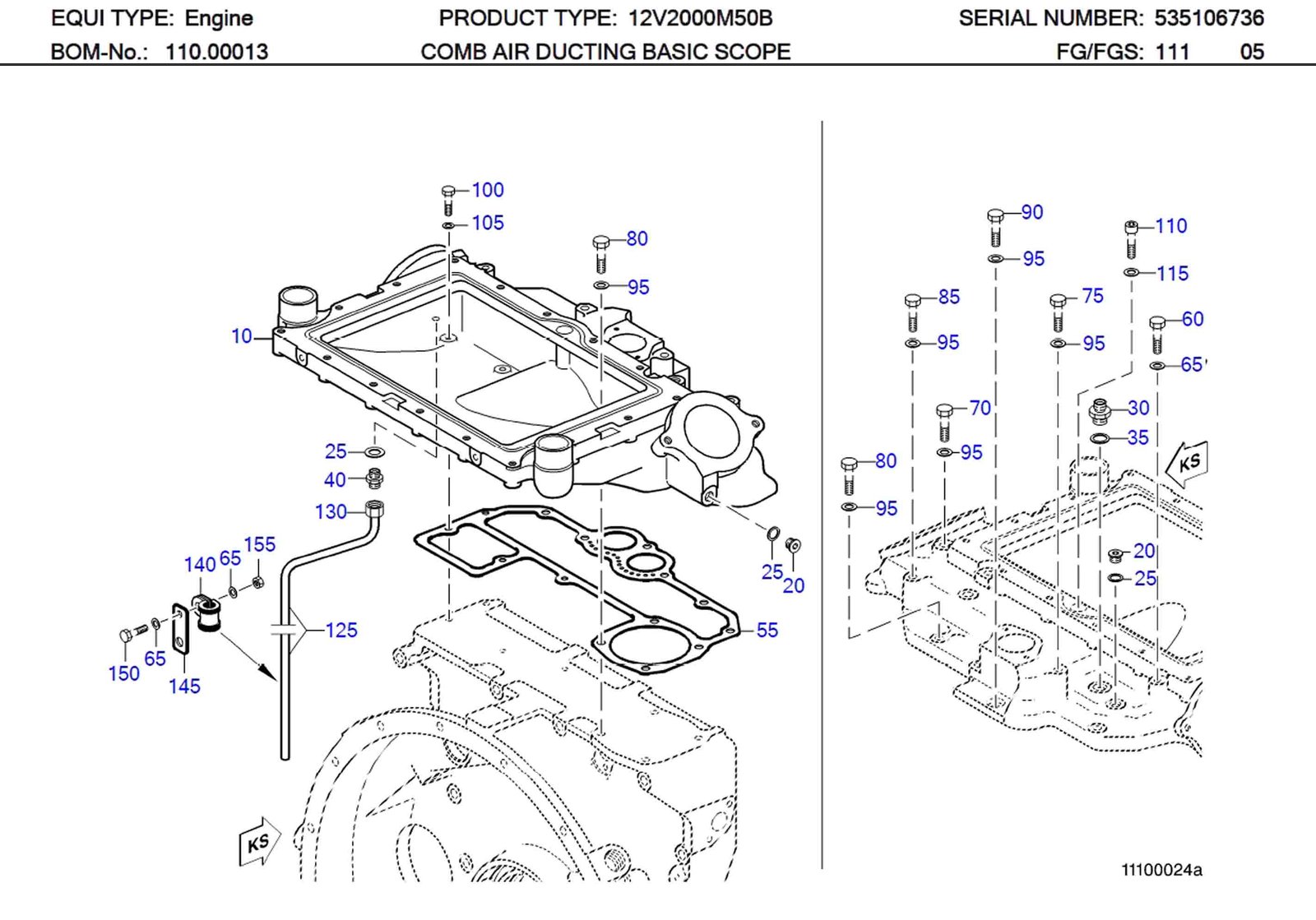 MTU 5360130280 Technical Engineering Exploded View