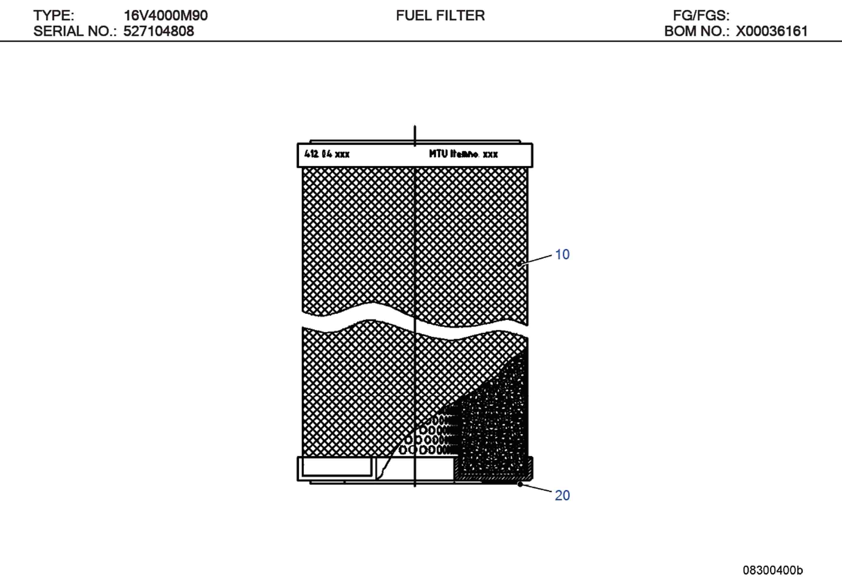 MTU XP00A36400005 Technical Engineering Exploded View