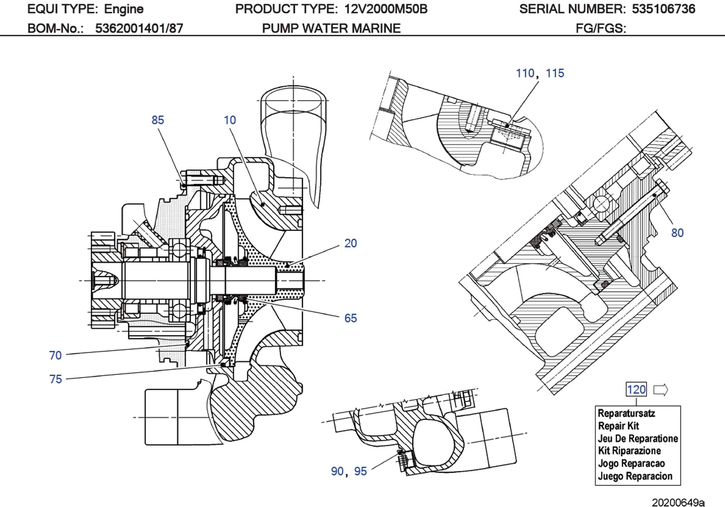 MTU X53620200052/87 Technical Engineering Exploded View