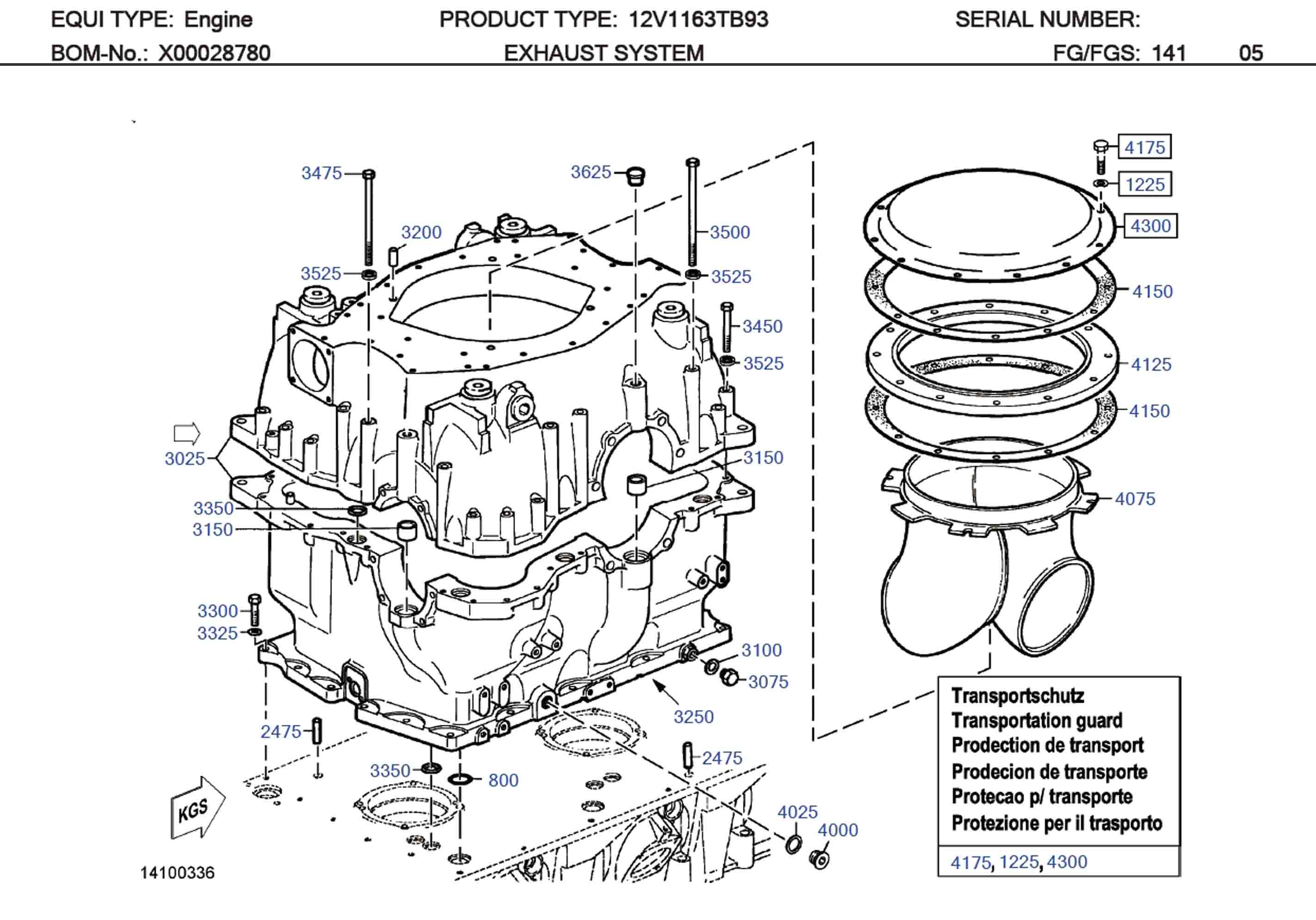 MTU 5841422080 Technical Engineering Exploded View