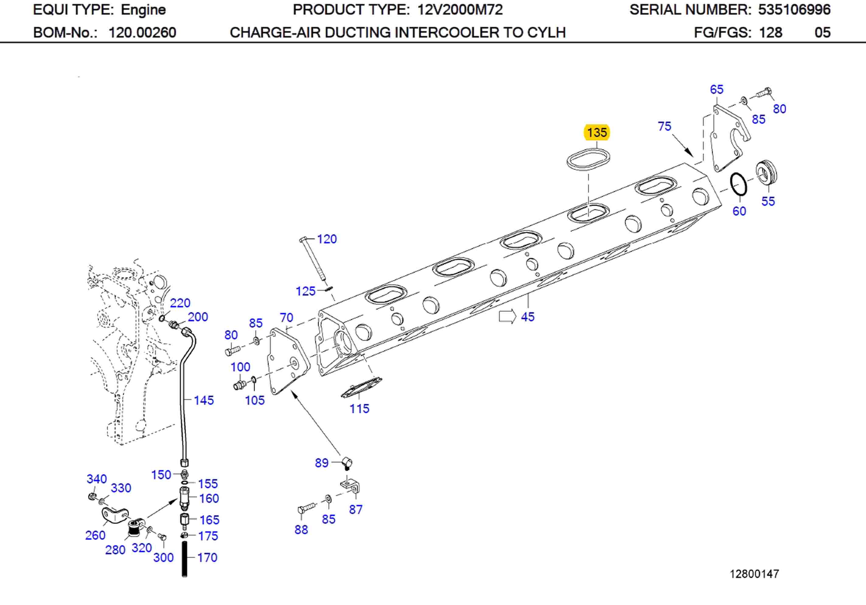 MTU 5350980065 Technical Engineering Exploded View