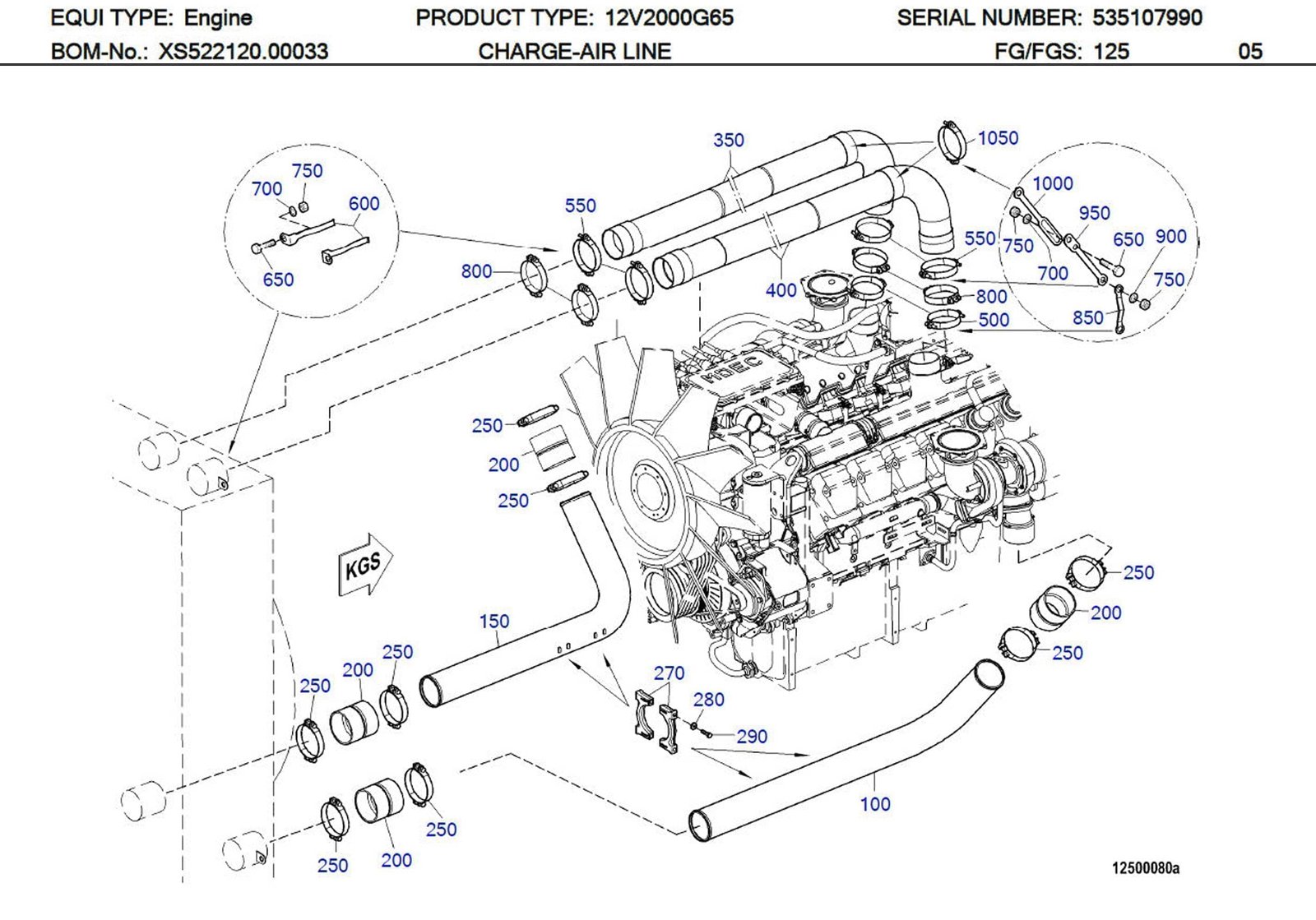 MTU X52212500032 Technical Engineering Exploded View