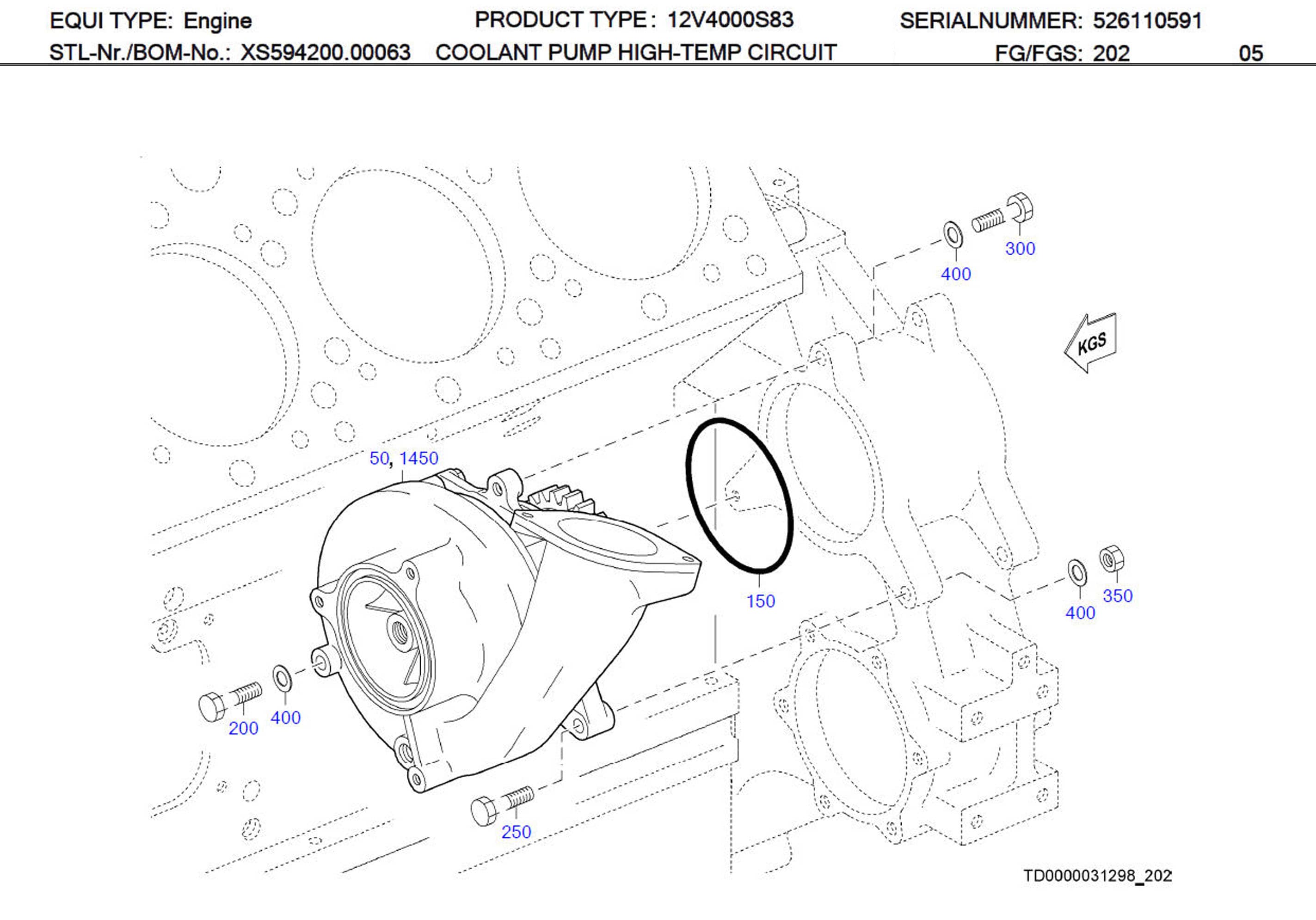 MTU 700429130003 Technical Engineering Exploded View