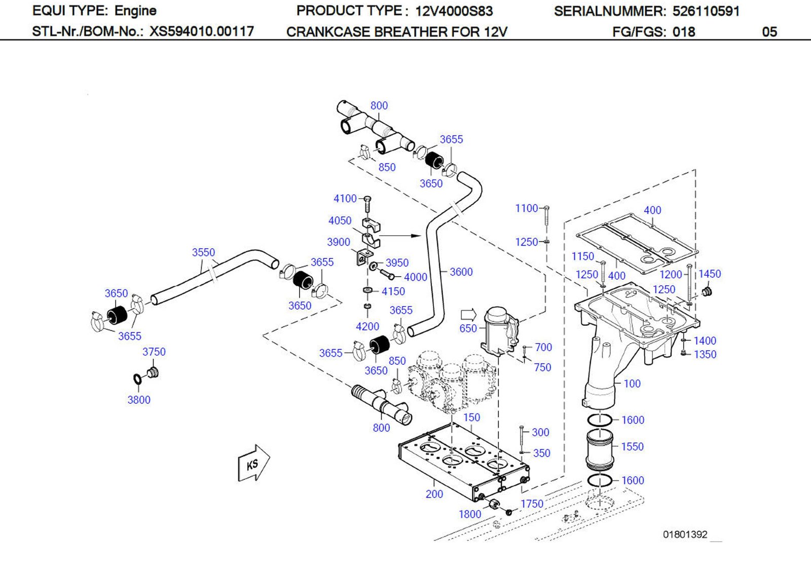 MTU X00004135 Technical Engineering Exploded View