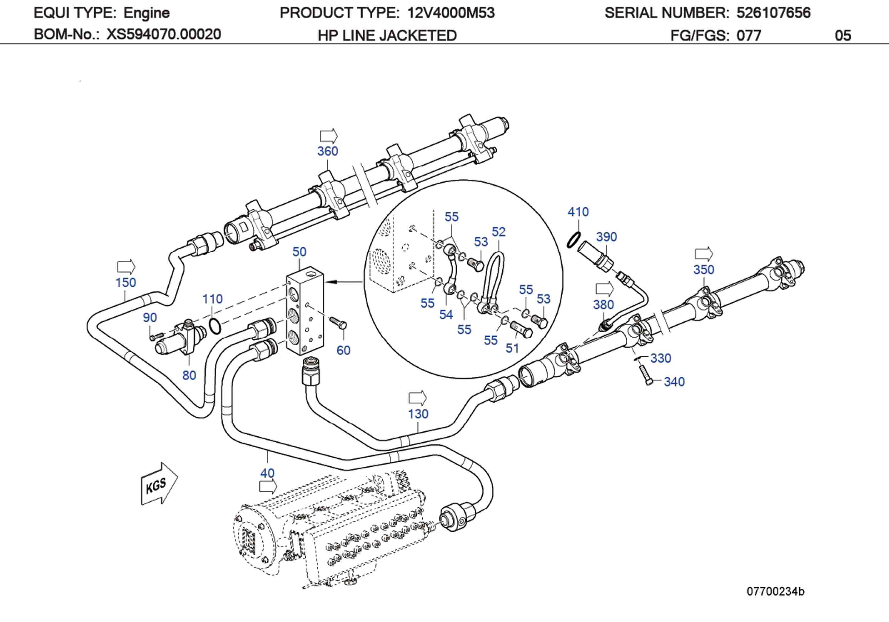 MTU X52607700009 Technical Engineering Exploded View
